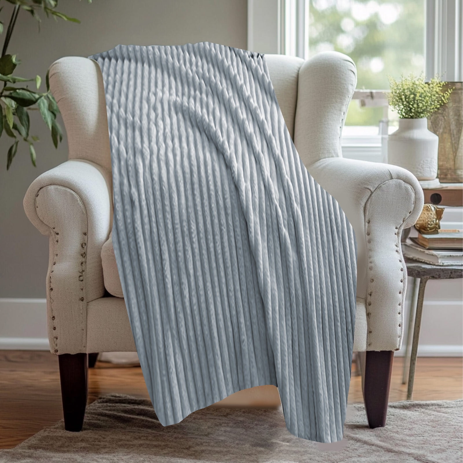 Djunllk Throw Blanket for Couch - Dark Gray Super Thick Double Layer Soft Blanket, Throw Blanket All Year Round Home Decor Fuzzy Warm Gifts for Women 27.5
