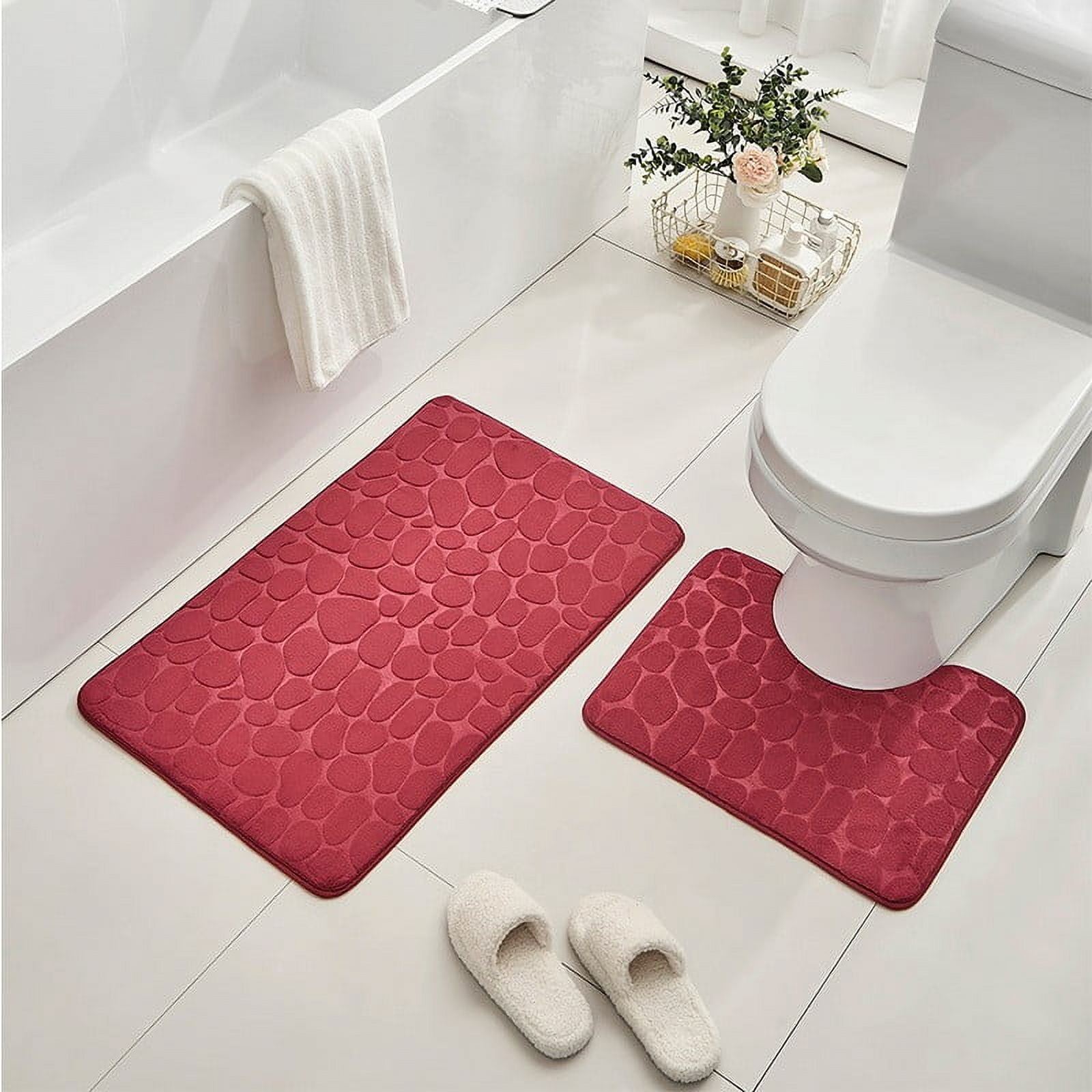Clearance Under $5 Boovnll Bathroom Rugs Set 2 Piece, Super Absorbent & Soft Non-Slip Velvet Toilet Rug & Bath Mat, Quickly Dry Thicken Bath Mats for Bathroom, Kitchen, Door Mat, Bathroom Mat C - Image 1