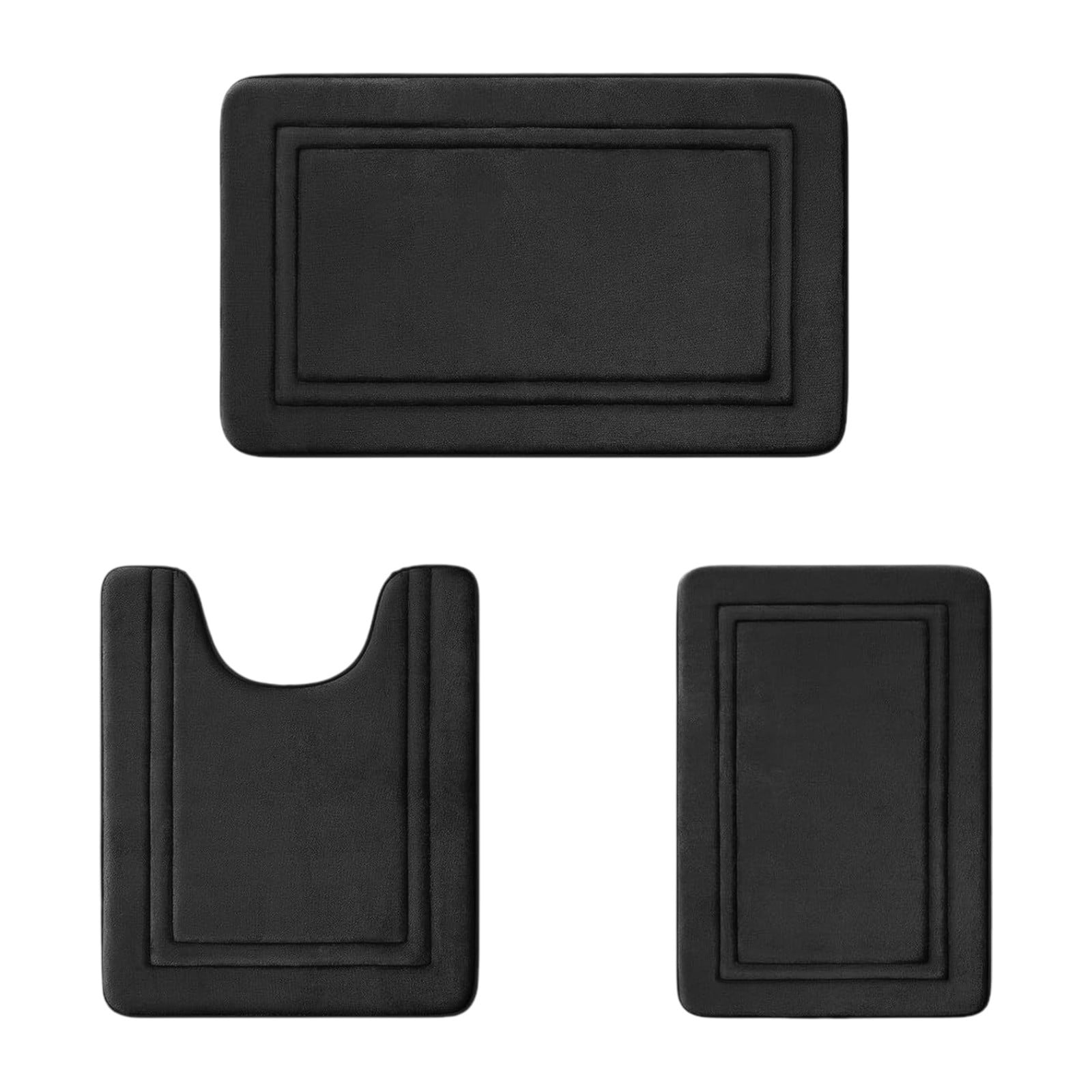 Tyidzon Bathroom Rugs Sets 3 Piece, Bath Mat Universal Soft Comfortable Water Absorption Non Slip Machine Washable Easy Dry Bathroom Mat, Gray Black - Image 2