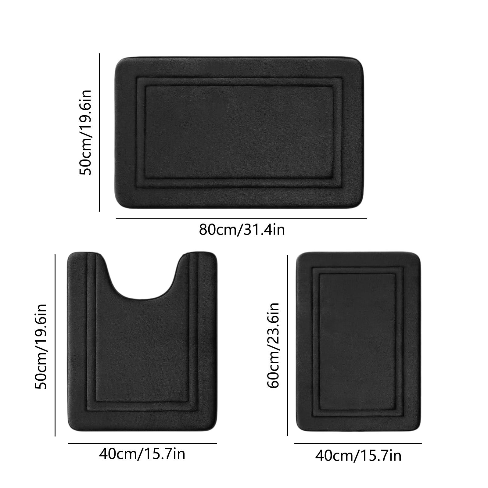 Tyidzon Bathroom Rugs Sets 3 Piece, Bath Mat Universal Soft Comfortable Water Absorption Non Slip Machine Washable Easy Dry Bathroom Mat, Gray Black - Image 3