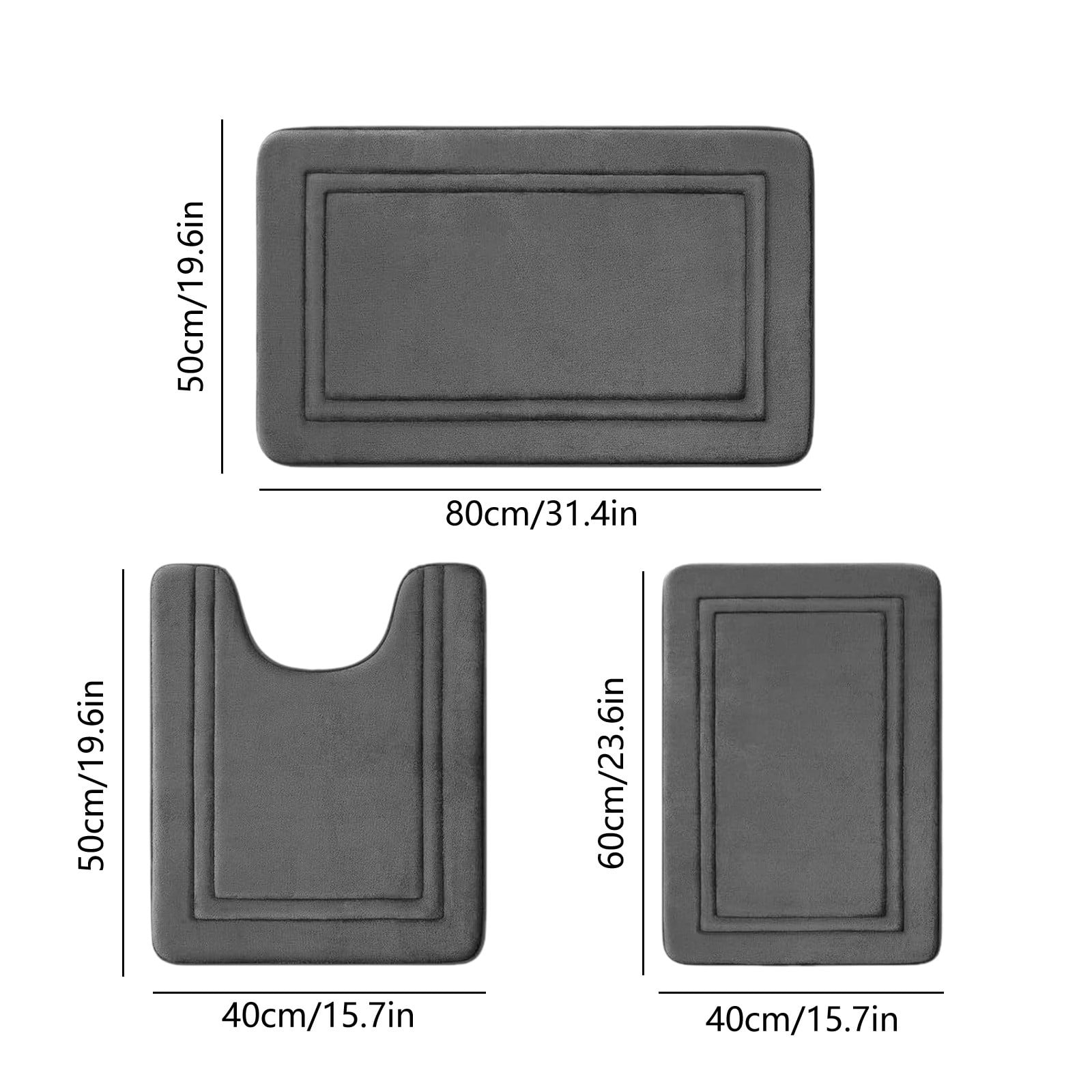 Tyidzon Bathroom Rugs Sets 3 Piece, Bath Mat Universal Soft Comfortable Water Absorption Non Slip Machine Washable Easy Dry Bathroom Mat Gray - Image 3