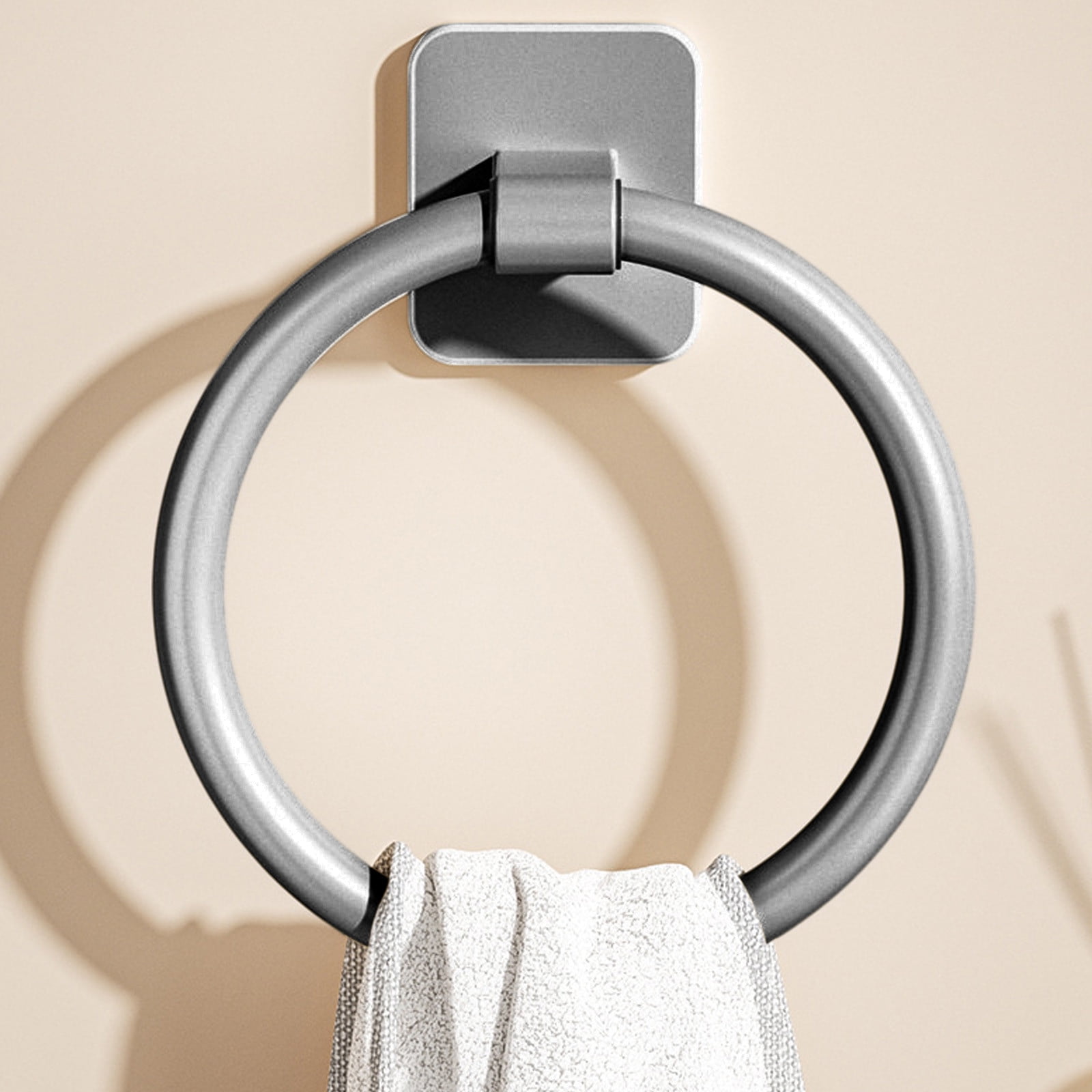 Tyidzon Towel Ring No Drill Bathroom Bathroom Towel Rack Round Towel Racks for Bathroom, Small Size Hand Towel Hanging Rod Rag Towel Rack Black - Image 1