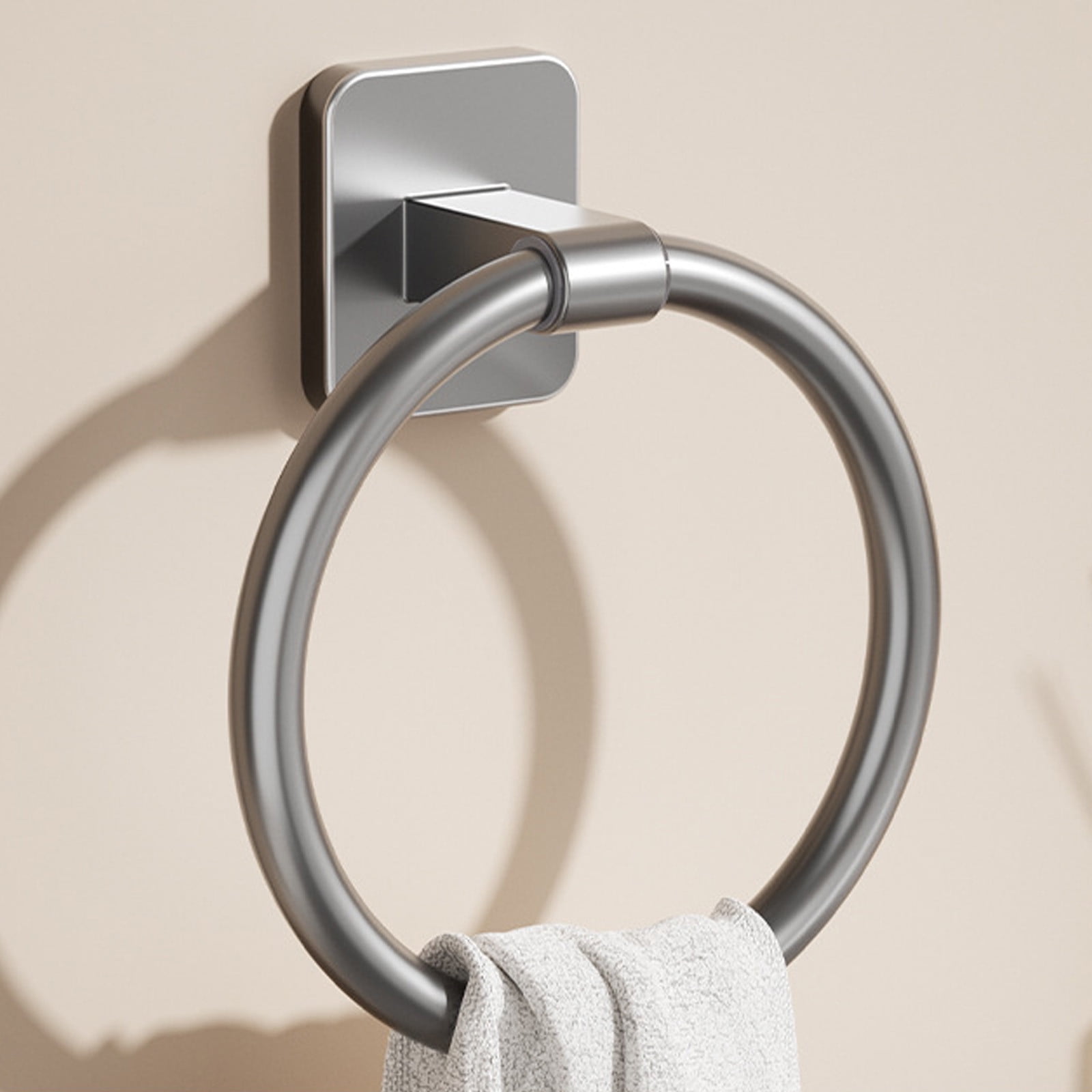 Tyidzon Towel Ring No Drill Bathroom Bathroom Towel Rack Round Towel Racks for Bathroom, Small Size Hand Towel Hanging Rod Rag Towel Rack Black - Image 4