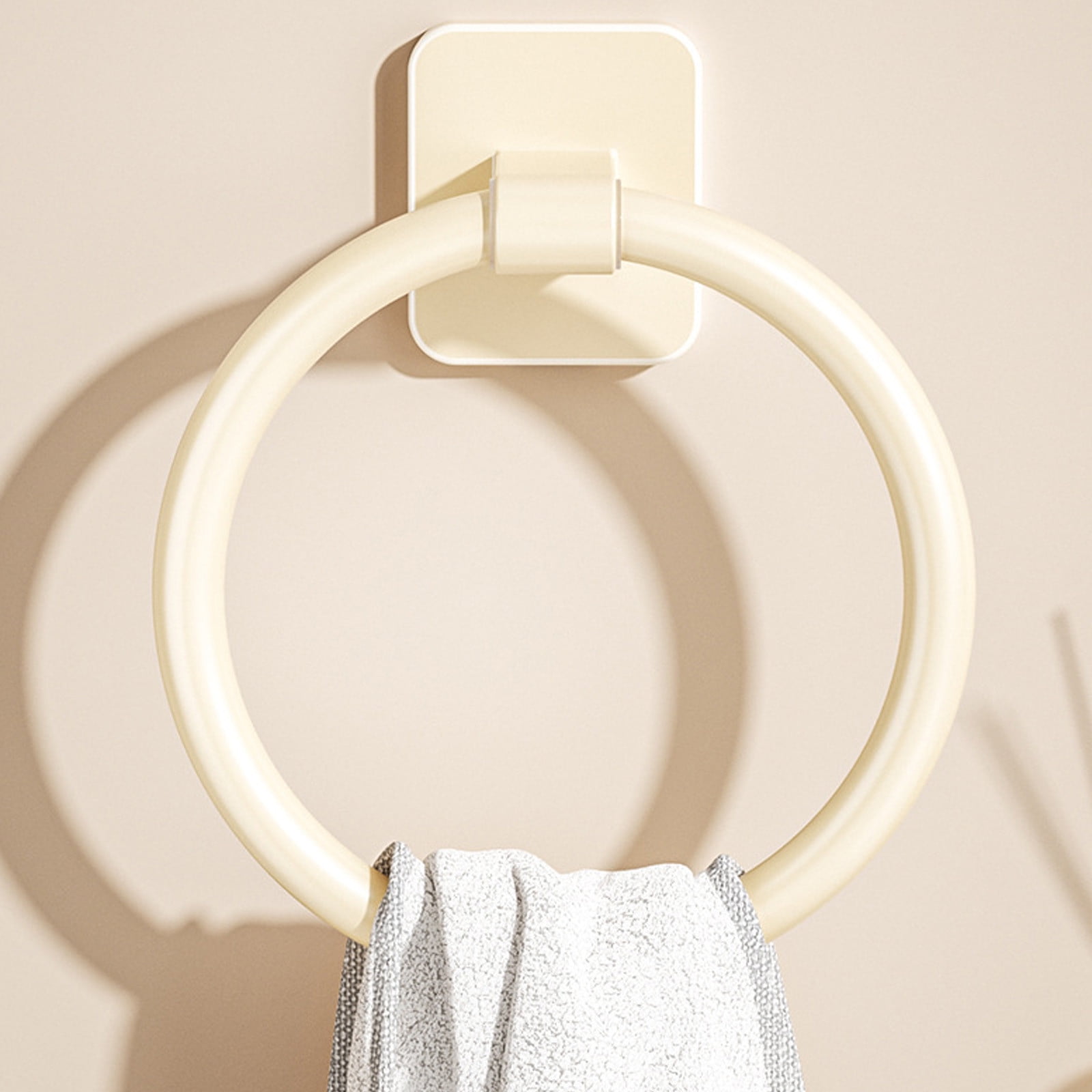 Tyidzon Towel Ring No Drill Bathroom Bathroom Towel Rack Round Towel Racks for Bathroom, Small Size Hand Towel Hanging Rod Rag Towel Rack, Black White - Image 1