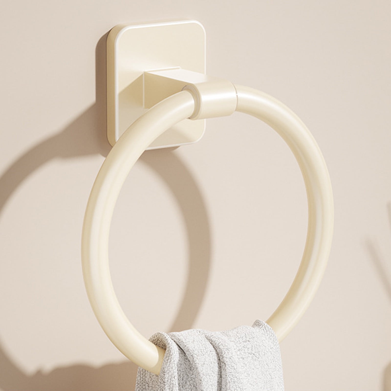 Tyidzon Towel Ring No Drill Bathroom Bathroom Towel Rack Round Towel Racks for Bathroom, Small Size Hand Towel Hanging Rod Rag Towel Rack, Black White - Image 4