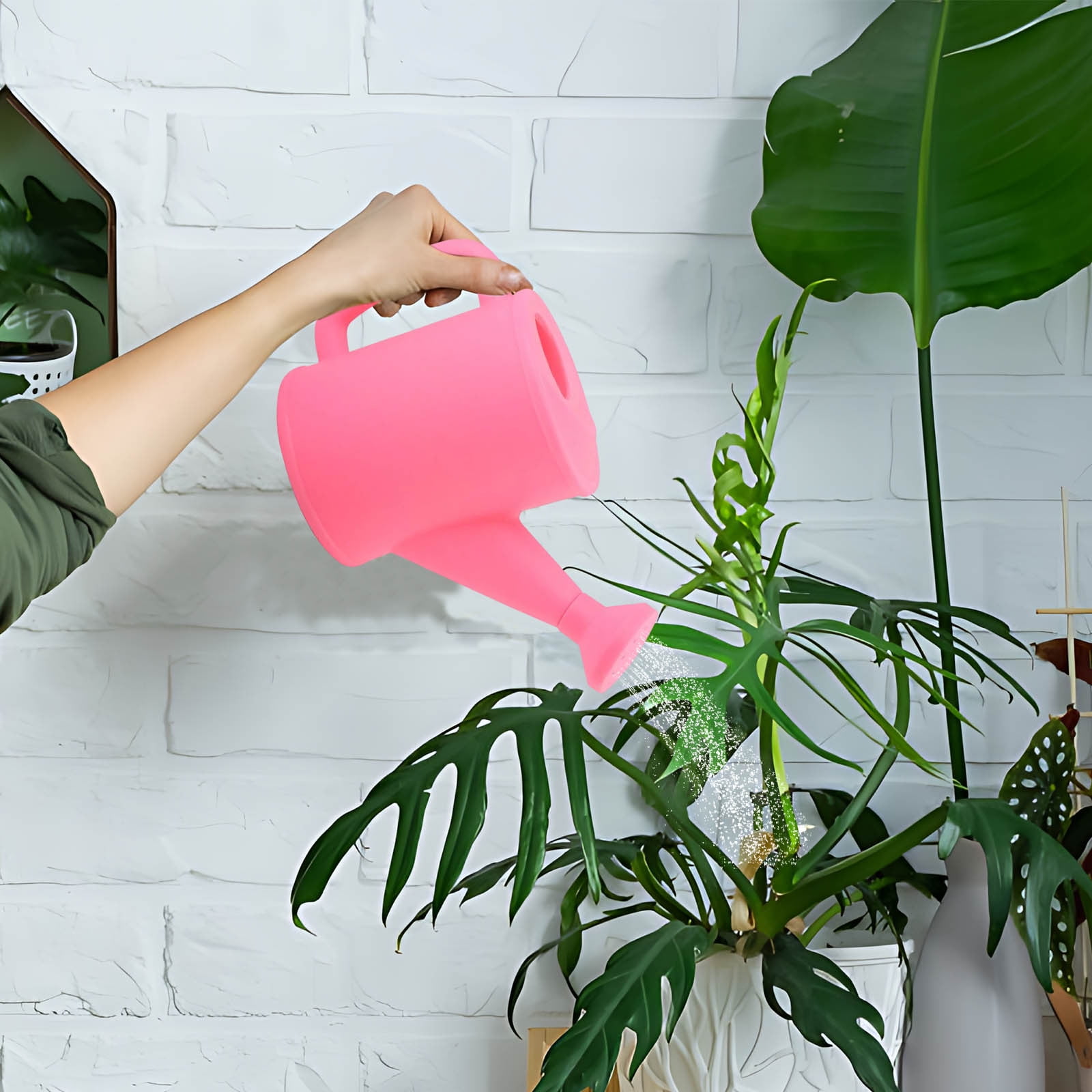 Dmlowu Watering Can 700ml Plastic Kids Watering Can Light-Weight Watering Can Indoor Plants for Artificial Plants Outdoor Garden Flowers Live Plants, Sturdy Gardening Watering Can for Kids Pink - Image 4