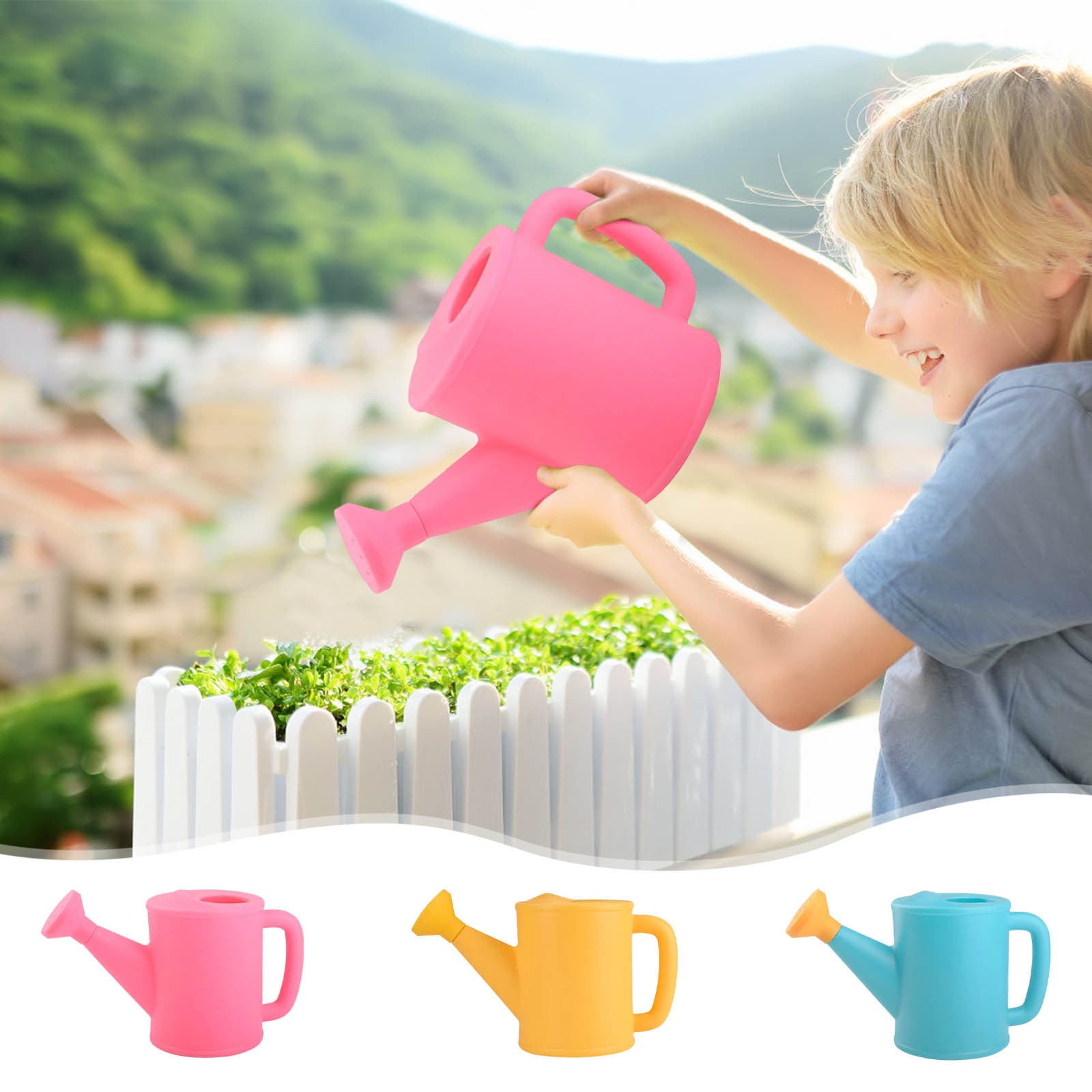Dmlowu Watering Can 700ml Plastic Kids Watering Can Light-Weight Watering Can Indoor Plants for Artificial Plants Outdoor Garden Flowers Live Plants, Sturdy Gardening Watering Can for Kids Yellow - Image 1