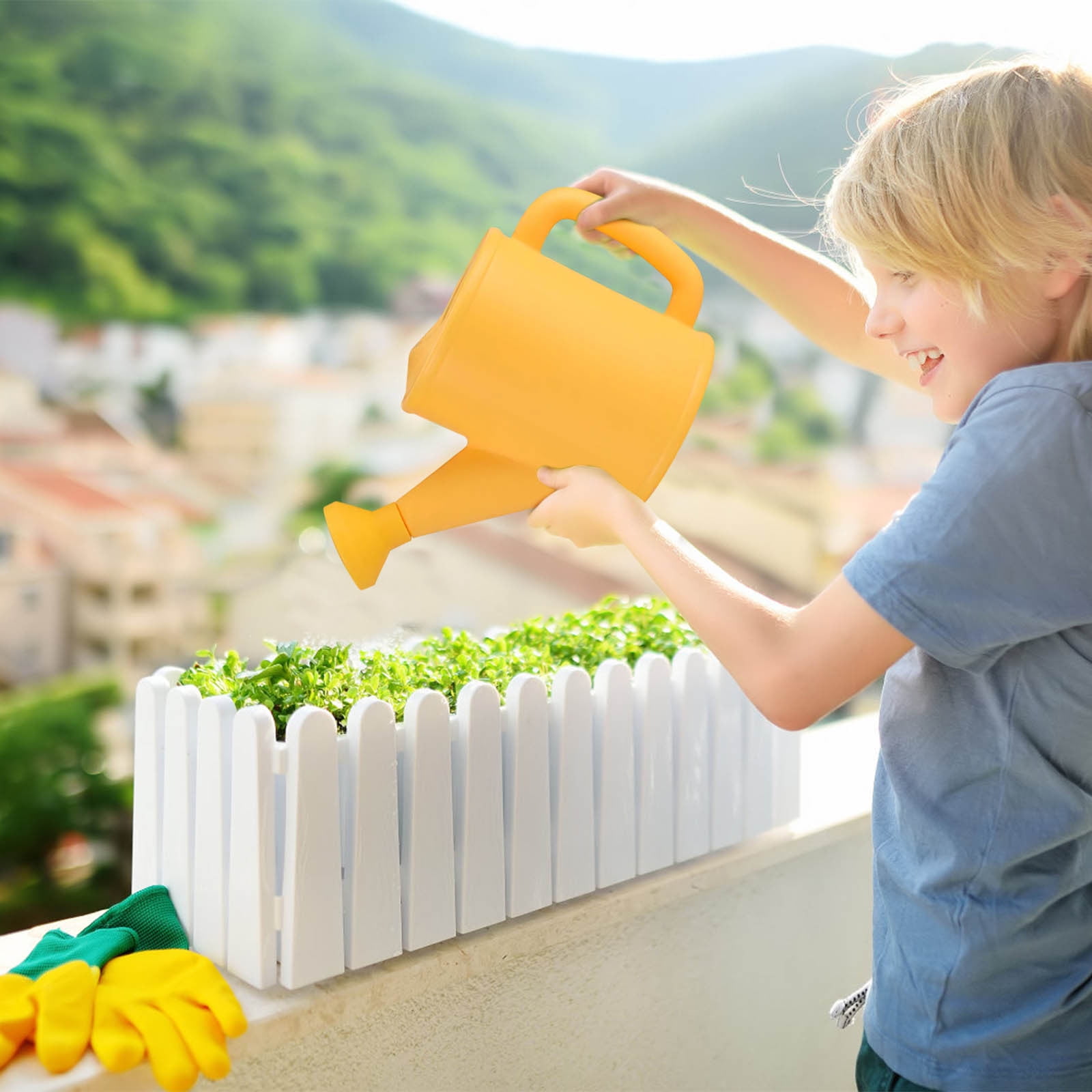 Dmlowu Watering Can 700ml Plastic Kids Watering Can Light-Weight Watering Can Indoor Plants for Artificial Plants Outdoor Garden Flowers Live Plants, Sturdy Gardening Watering Can for Kids Yellow - Image 5