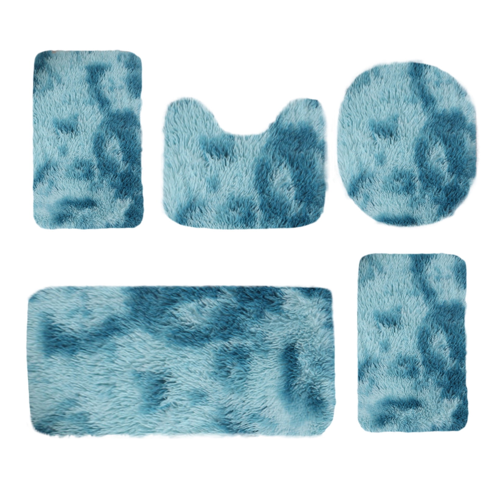 PALIFEUR Tie-Dye Bathroom Rugs Sets, Non-Slip Bath Mat Set 5 Piece, Soft Comfortable Washable Bathroom Mat Set, Quicker Dry Bathroom Rug with Toilet Rug Blue - Image 2