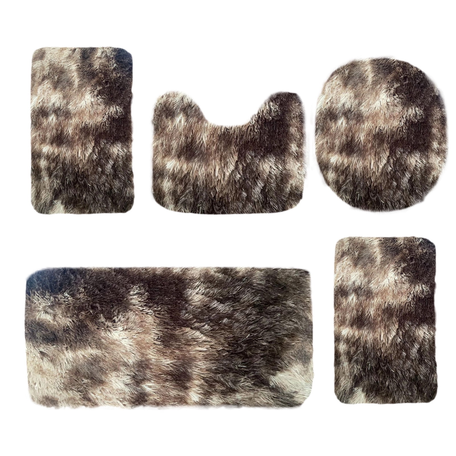 PALIFEUR Tie-Dye Bathroom Rugs Sets, Non-Slip Bath Mat Set 5 Piece, Soft Comfortable Washable Bathroom Mat Set, Quicker Dry Bathroom Rug with Toilet Rug Brown - Image 2