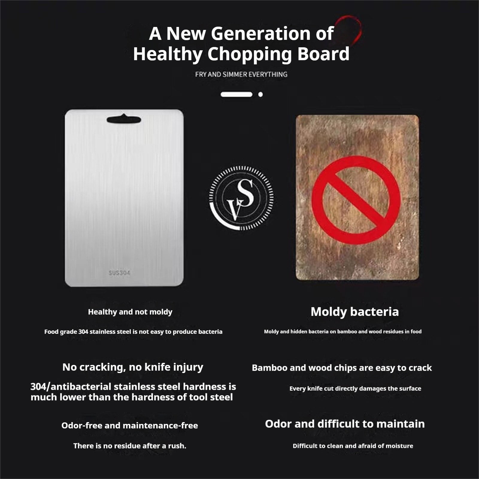 PALIFEUR Cutting Board Non Toxic Steel Cutting Boards for Kitchen, Different Sizes & Non Slip Handles, Servicealbe Non Stick Chopping Board D - Image 4