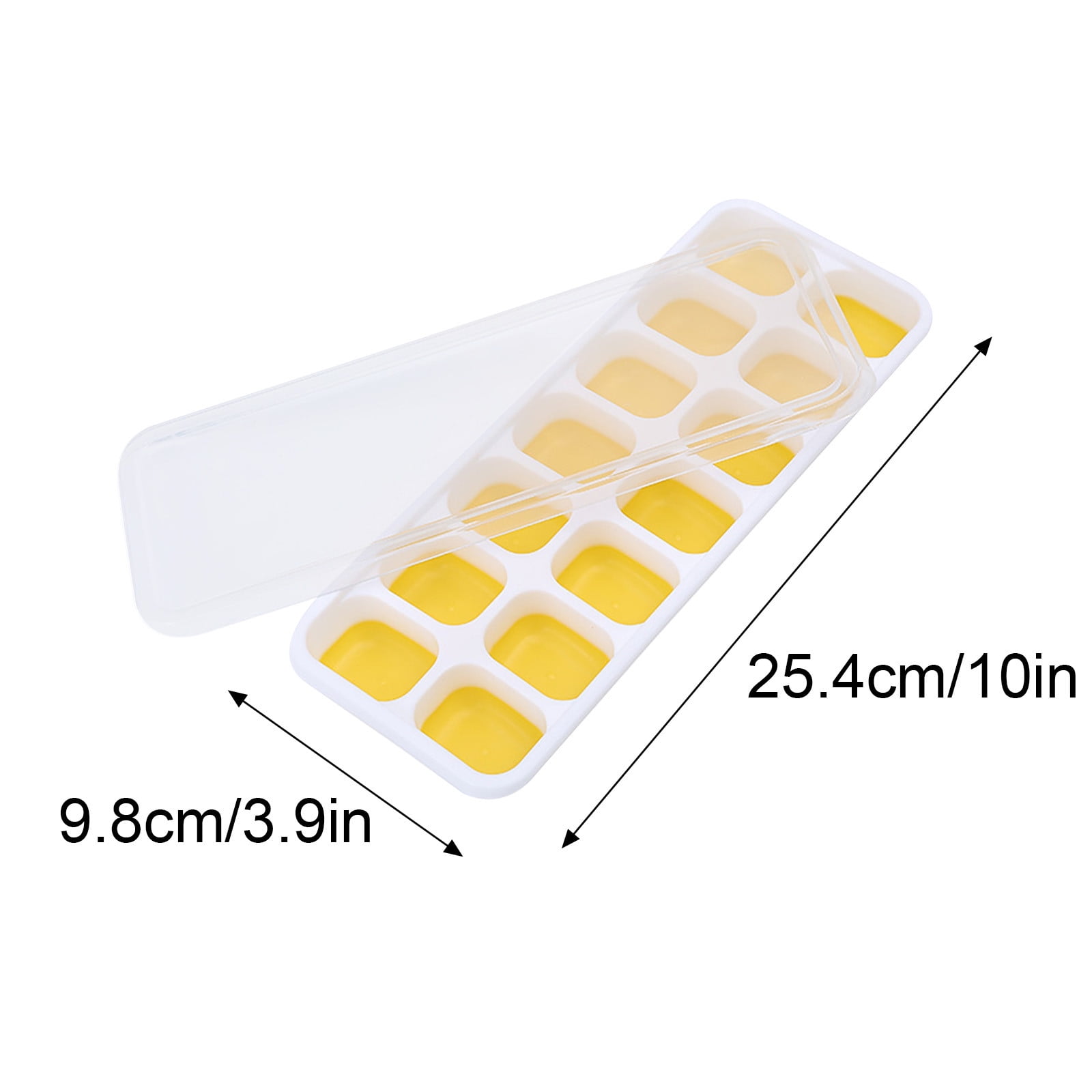 PALIFEUR Silicone Ice Cube Tray 2 Pack Easy-Release & Flexible 14-Ice Cube Trays with Avoid Spill Removable Lid, Stackable Ice Trays with Ice Covers for Freezer Yellow - Image 2