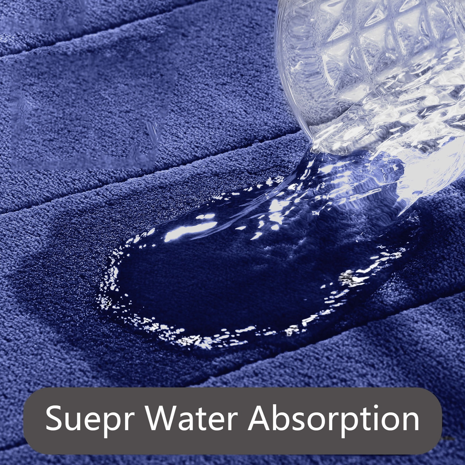 PALIFEUR Memory Foam Toilet Rug, Non-Slip Bathroom Rugs, Toilet Rugs U Shaped Washable, Commode Contour Rug, Soft Comfortable Super Water Absorption #1_Blue - Image 8