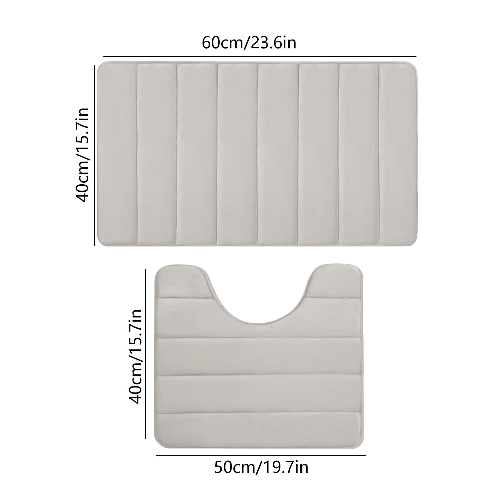PALIFEUR Memory Foam Toilet Rug, Non-Slip Bathroom Rugs, Toilet Rugs U Shaped Washable, Commode Contour Rug, Soft Comfortable Super Water Absorption #2_Beige - Image 3