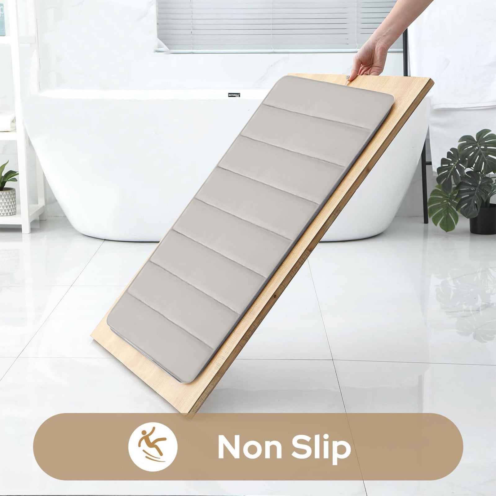 PALIFEUR Memory Foam Toilet Rug, Non-Slip Bathroom Rugs, Toilet Rugs U Shaped Washable, Commode Contour Rug, Soft Comfortable Super Water Absorption #2_Beige - Image 8