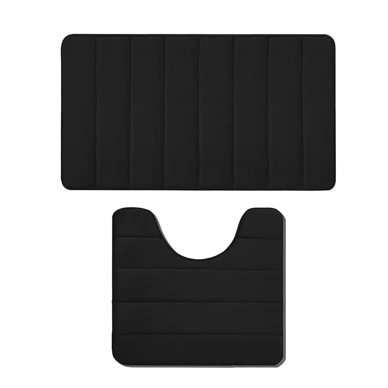 PALIFEUR Memory Foam Toilet Rug, Non-Slip Bathroom Rugs, Toilet Rugs U Shaped Washable, Commode Contour Rug, Soft Comfortable Super Water Absorption #2_Black - Image 2