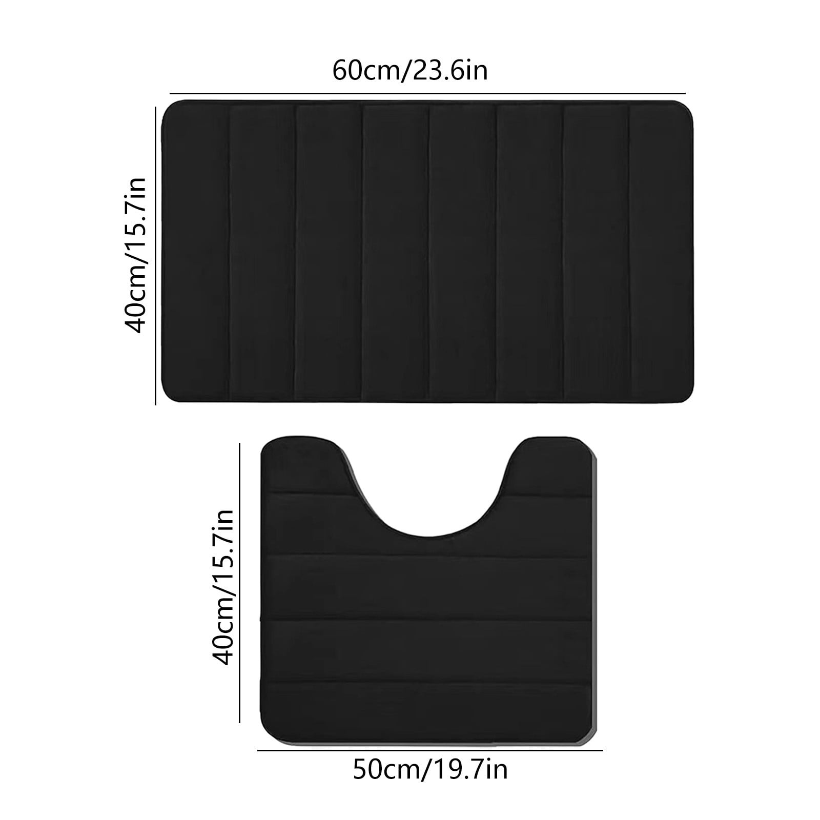 PALIFEUR Memory Foam Toilet Rug, Non-Slip Bathroom Rugs, Toilet Rugs U Shaped Washable, Commode Contour Rug, Soft Comfortable Super Water Absorption #2_Black - Image 3