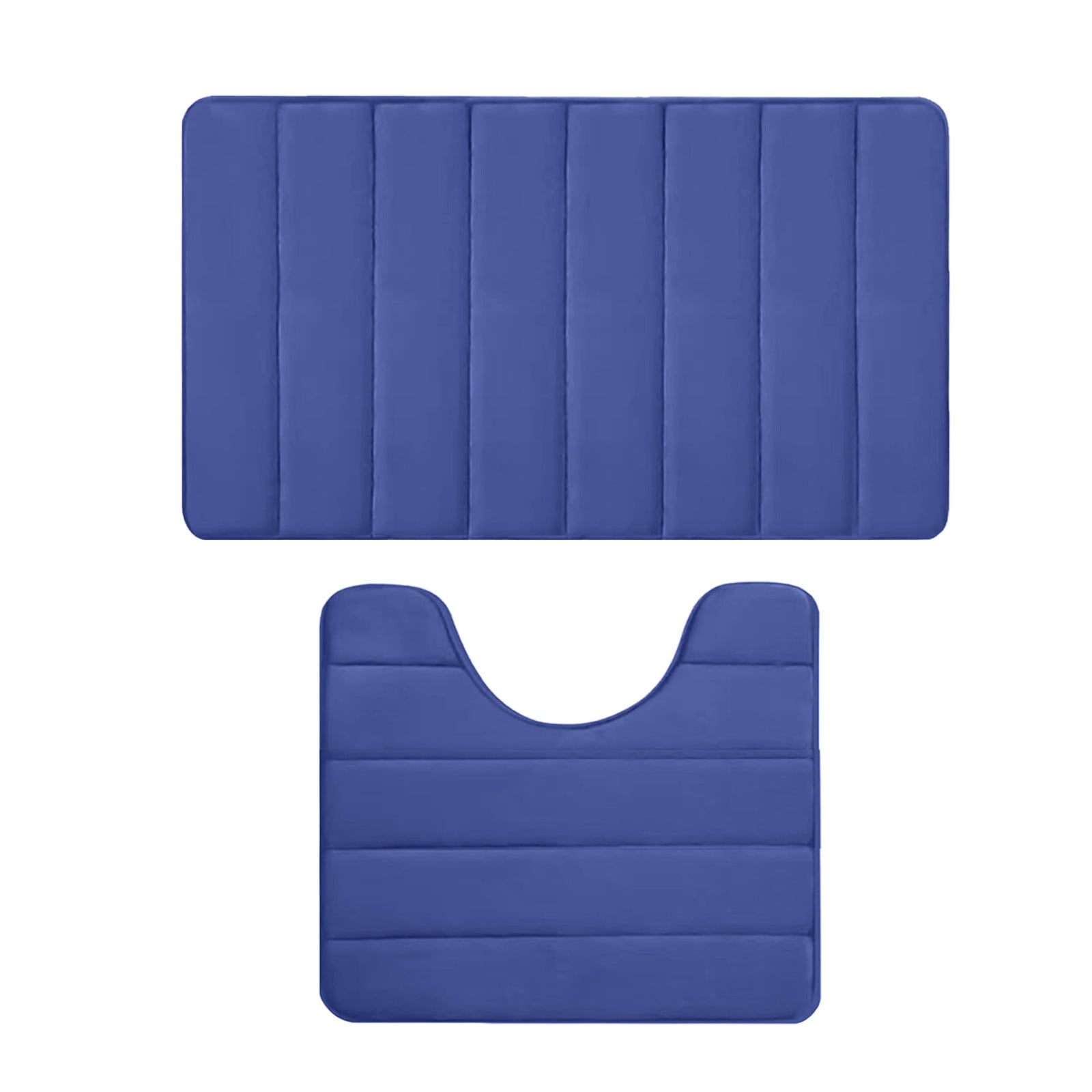PALIFEUR Memory Foam Toilet Rug, Non-Slip Bathroom Rugs, Toilet Rugs U Shaped Washable, Commode Contour Rug, Soft Comfortable Super Water Absorption #2_Blue - Image 2