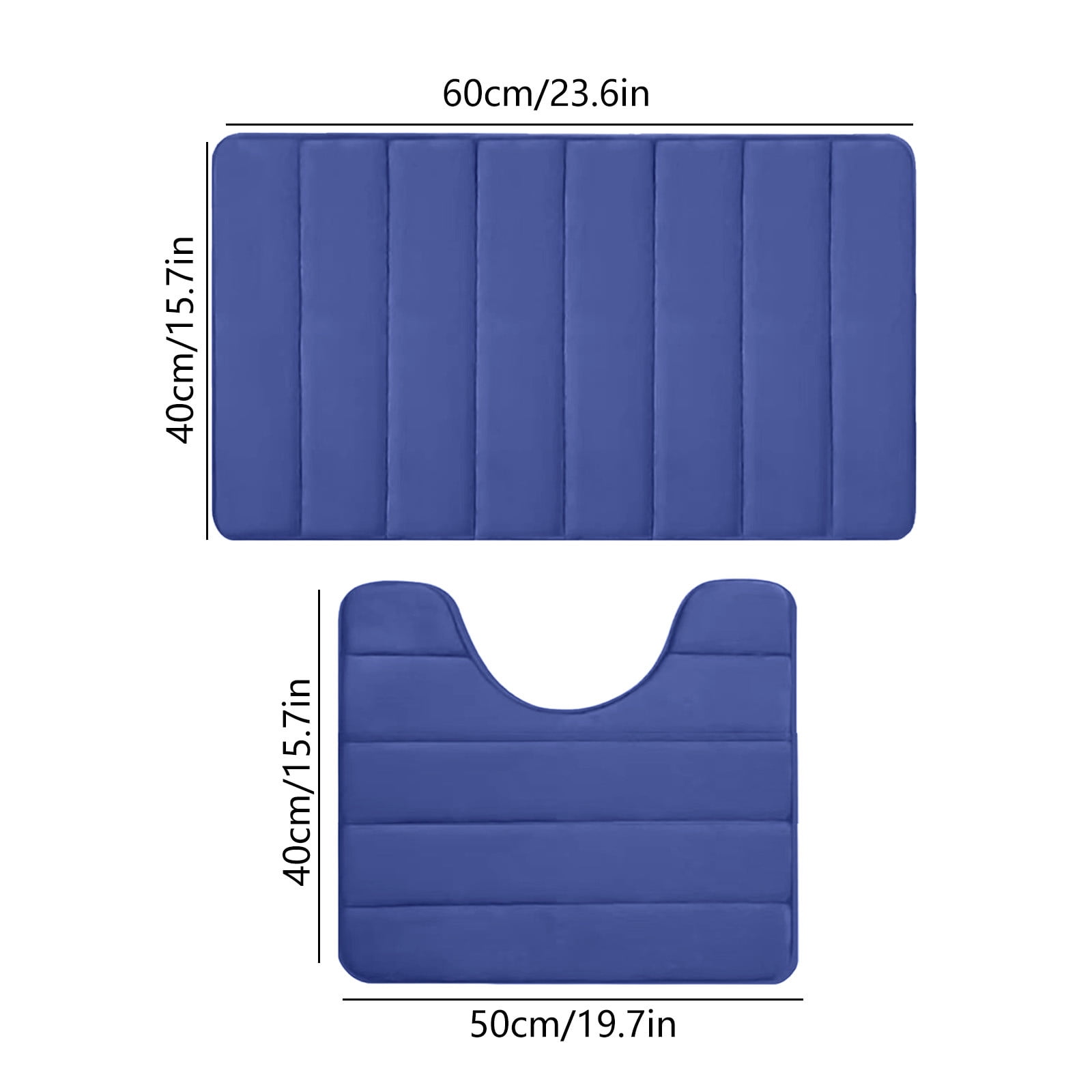 PALIFEUR Memory Foam Toilet Rug, Non-Slip Bathroom Rugs, Toilet Rugs U Shaped Washable, Commode Contour Rug, Soft Comfortable Super Water Absorption #2_Blue - Image 3