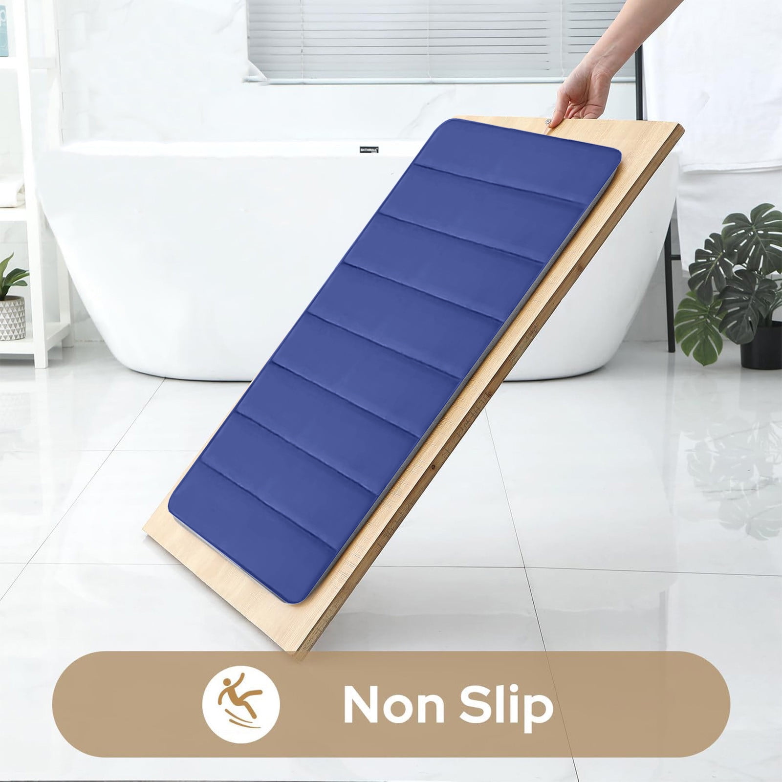 PALIFEUR Memory Foam Toilet Rug, Non-Slip Bathroom Rugs, Toilet Rugs U Shaped Washable, Commode Contour Rug, Soft Comfortable Super Water Absorption #2_Blue - Image 8