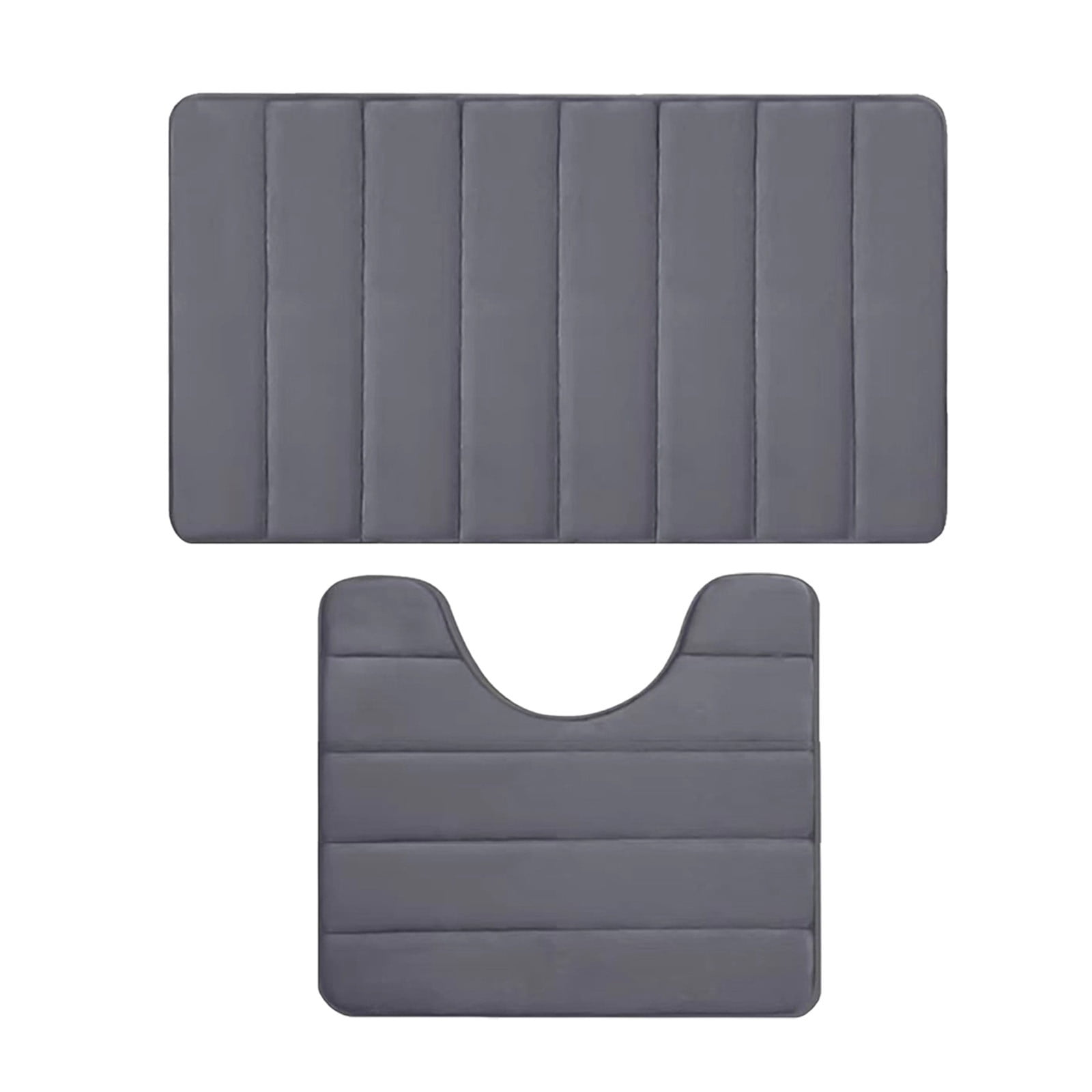 PALIFEUR Memory Foam Toilet Rug, Non-Slip Bathroom Rugs, Toilet Rugs U Shaped Washable, Commode Contour Rug, Soft Comfortable Super Water Absorption #2_Dark Gray - Image 2