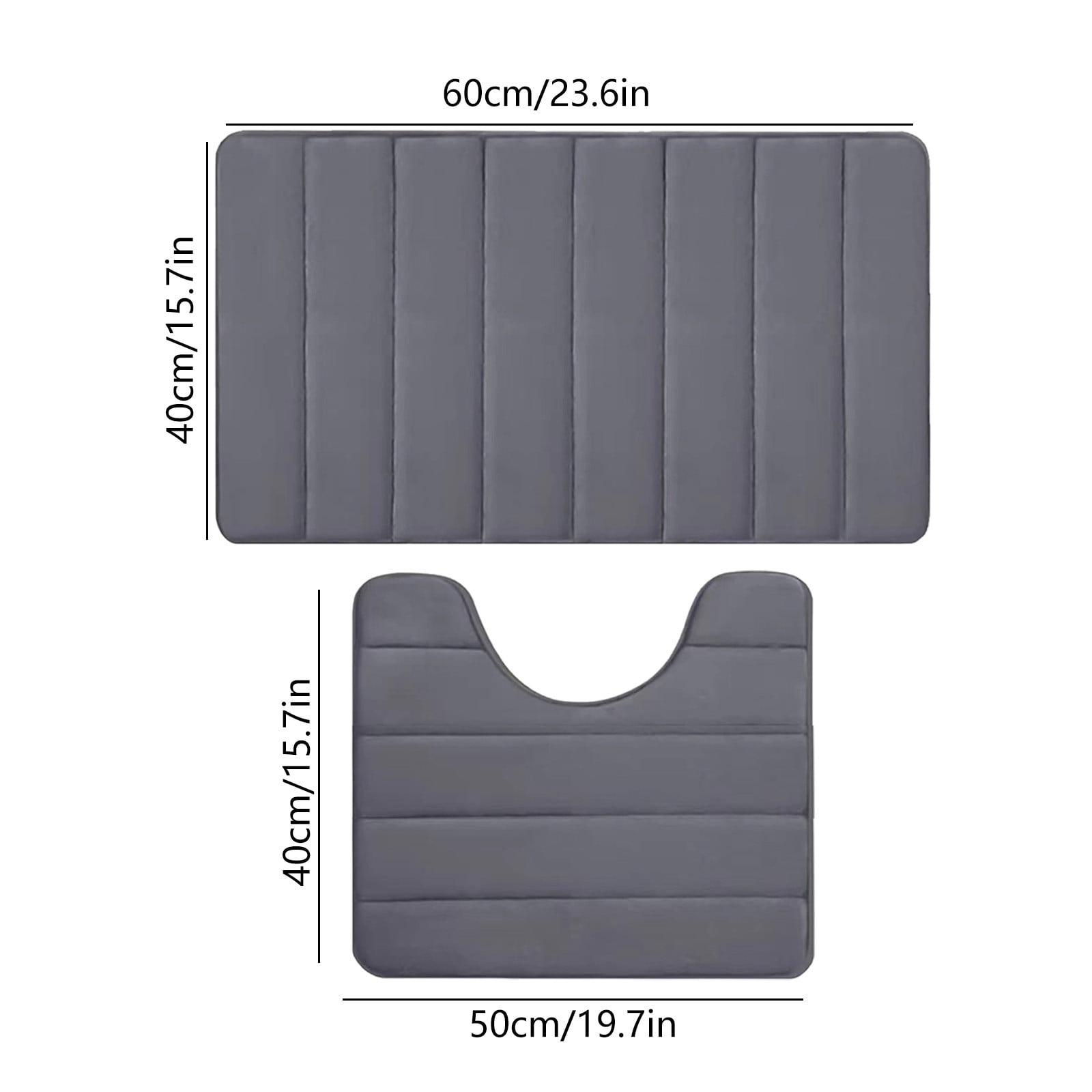 PALIFEUR Memory Foam Toilet Rug, Non-Slip Bathroom Rugs, Toilet Rugs U Shaped Washable, Commode Contour Rug, Soft Comfortable Super Water Absorption #2_Dark Gray - Image 3
