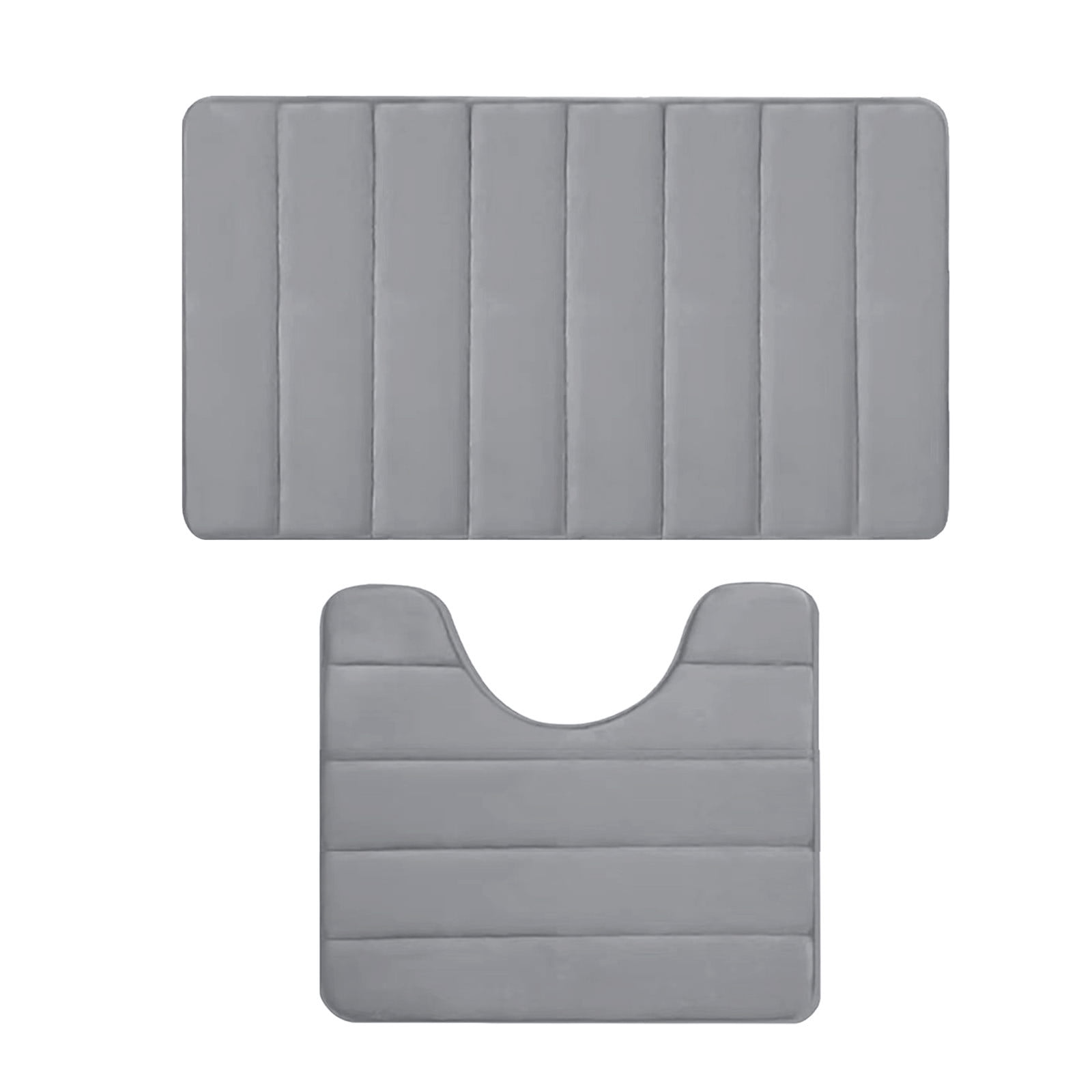 PALIFEUR Memory Foam Toilet Rug, Non-Slip Bathroom Rugs, Toilet Rugs U Shaped Washable, Commode Contour Rug, Soft Comfortable Super Water Absorption #2_Gray - Image 2