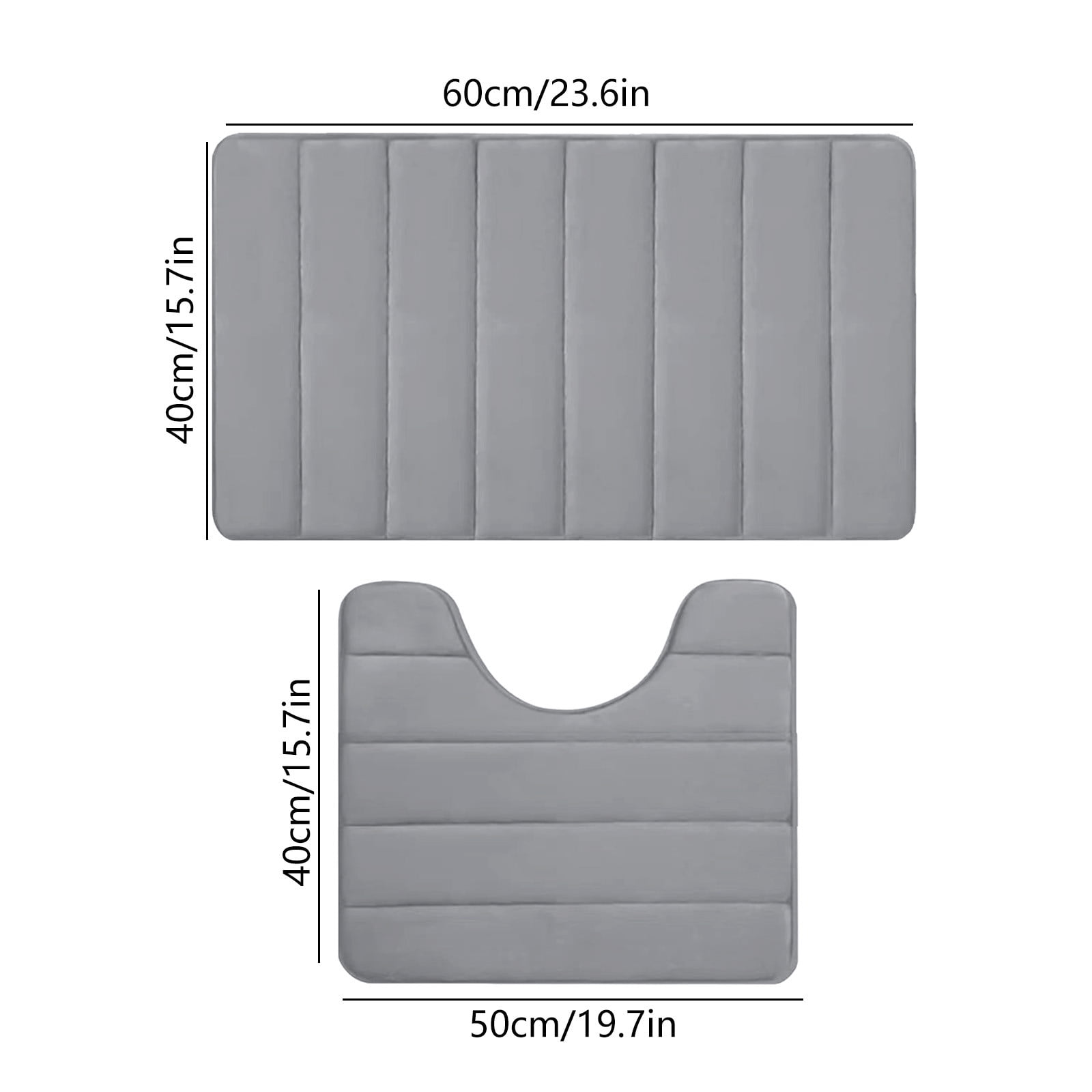 PALIFEUR Memory Foam Toilet Rug, Non-Slip Bathroom Rugs, Toilet Rugs U Shaped Washable, Commode Contour Rug, Soft Comfortable Super Water Absorption #2_Gray - Image 3