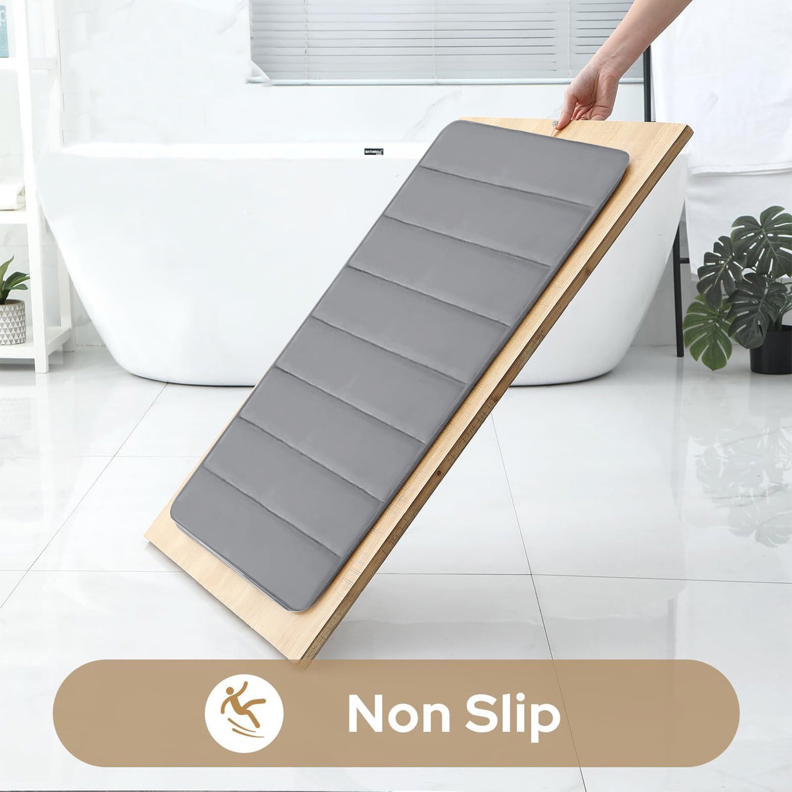 PALIFEUR Memory Foam Toilet Rug, Non-Slip Bathroom Rugs, Toilet Rugs U Shaped Washable, Commode Contour Rug, Soft Comfortable Super Water Absorption #2_Gray - Image 8