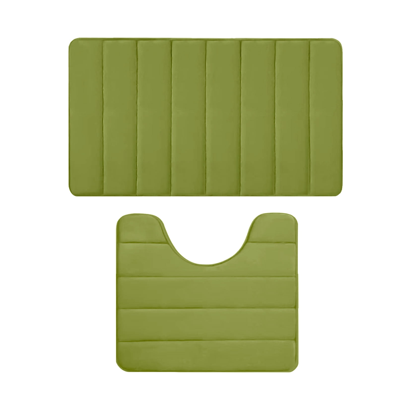 PALIFEUR Memory Foam Toilet Rug, Non-Slip Bathroom Rugs, Toilet Rugs U Shaped Washable, Commode Contour Rug, Soft Comfortable Super Water Absorption #2_Green - Image 2