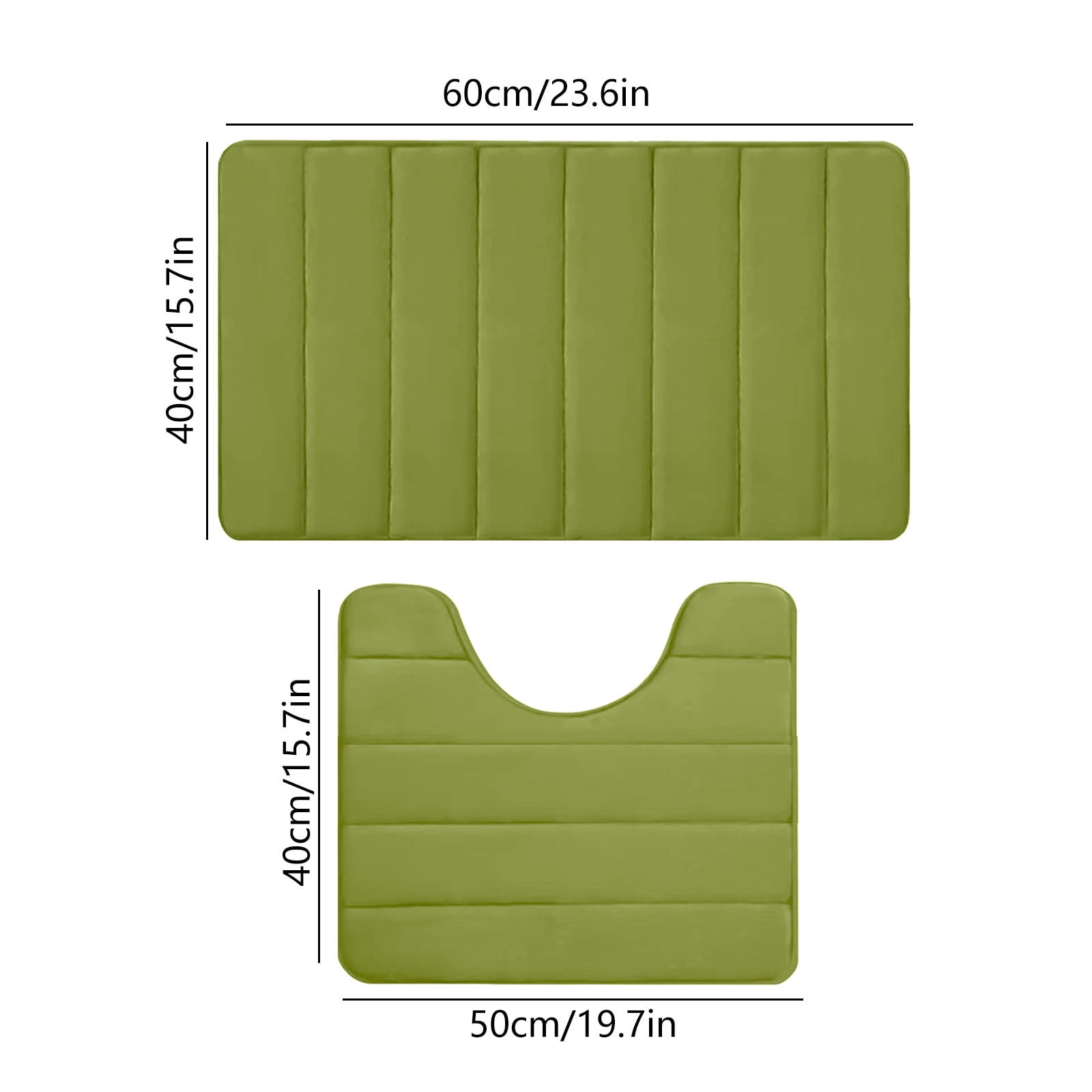 PALIFEUR Memory Foam Toilet Rug, Non-Slip Bathroom Rugs, Toilet Rugs U Shaped Washable, Commode Contour Rug, Soft Comfortable Super Water Absorption #2_Green - Image 3