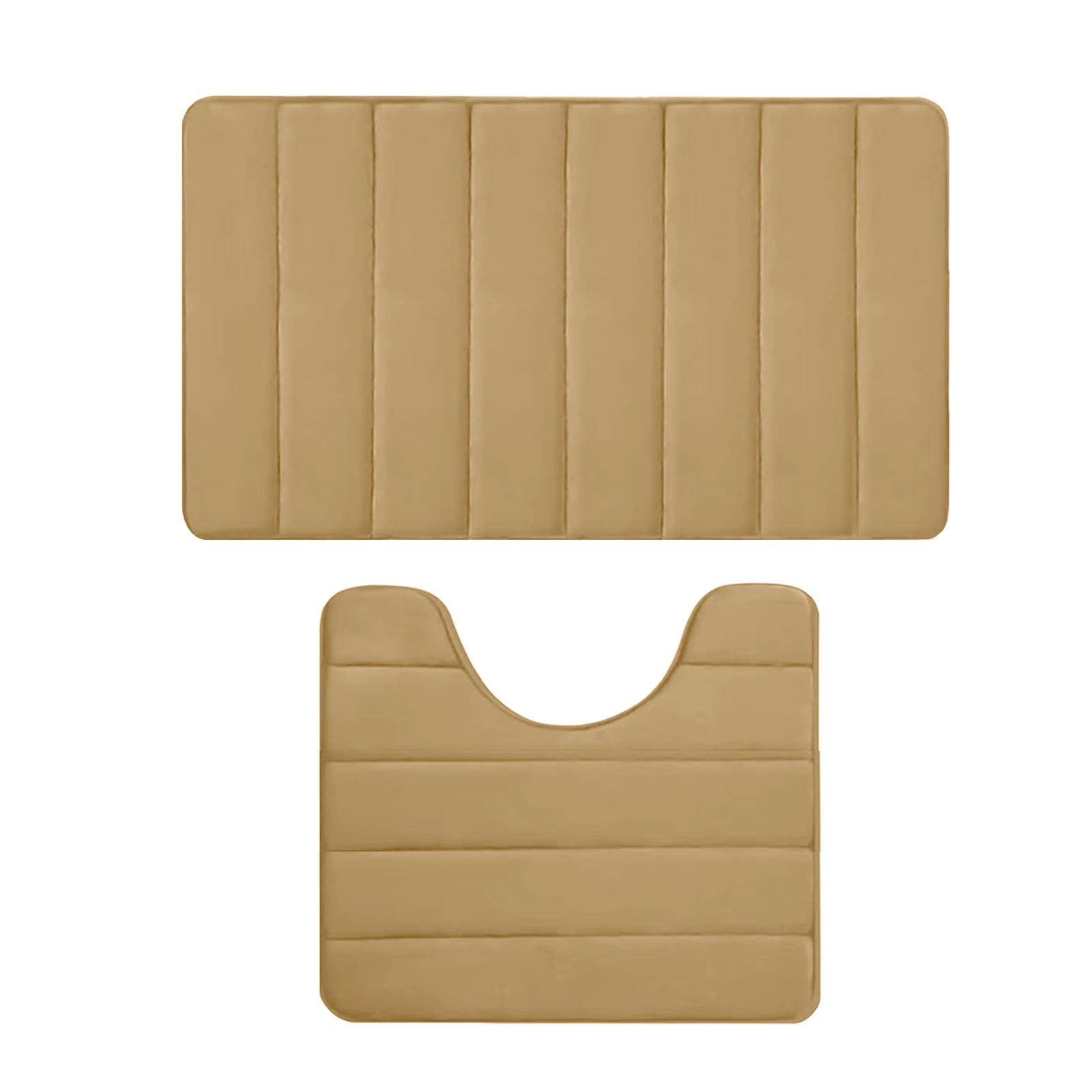 PALIFEUR Memory Foam Toilet Rug, Non-Slip Bathroom Rugs, Toilet Rugs U Shaped Washable, Commode Contour Rug, Soft Comfortable Super Water Absorption #2_Khaki - Image 2