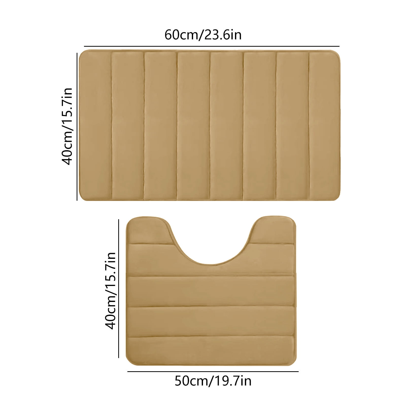 PALIFEUR Memory Foam Toilet Rug, Non-Slip Bathroom Rugs, Toilet Rugs U Shaped Washable, Commode Contour Rug, Soft Comfortable Super Water Absorption #2_Khaki - Image 3