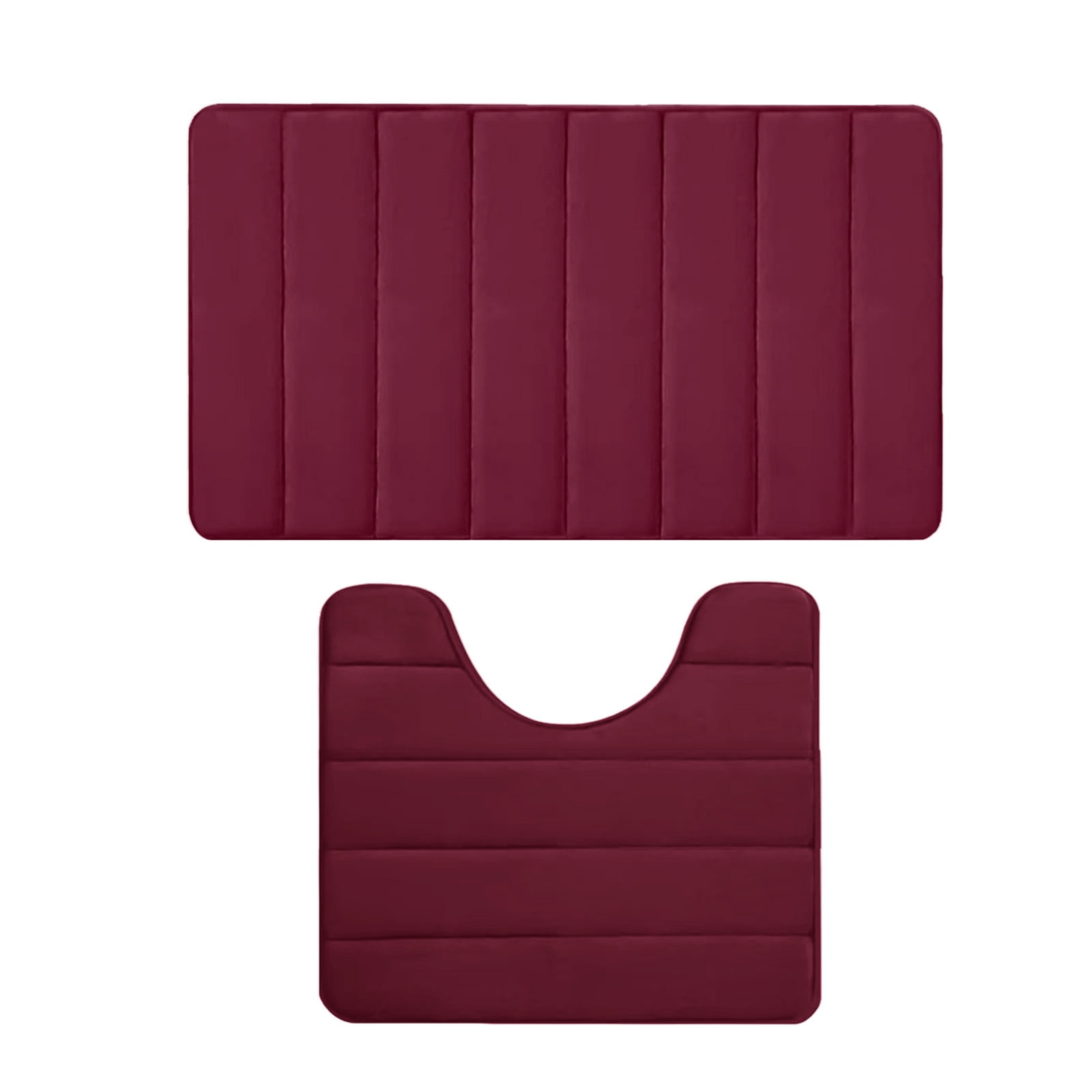 PALIFEUR Memory Foam Toilet Rug, Non-Slip Bathroom Rugs, Toilet Rugs U Shaped Washable, Commode Contour Rug, Soft Comfortable Super Water Absorption #2_Red - Image 2