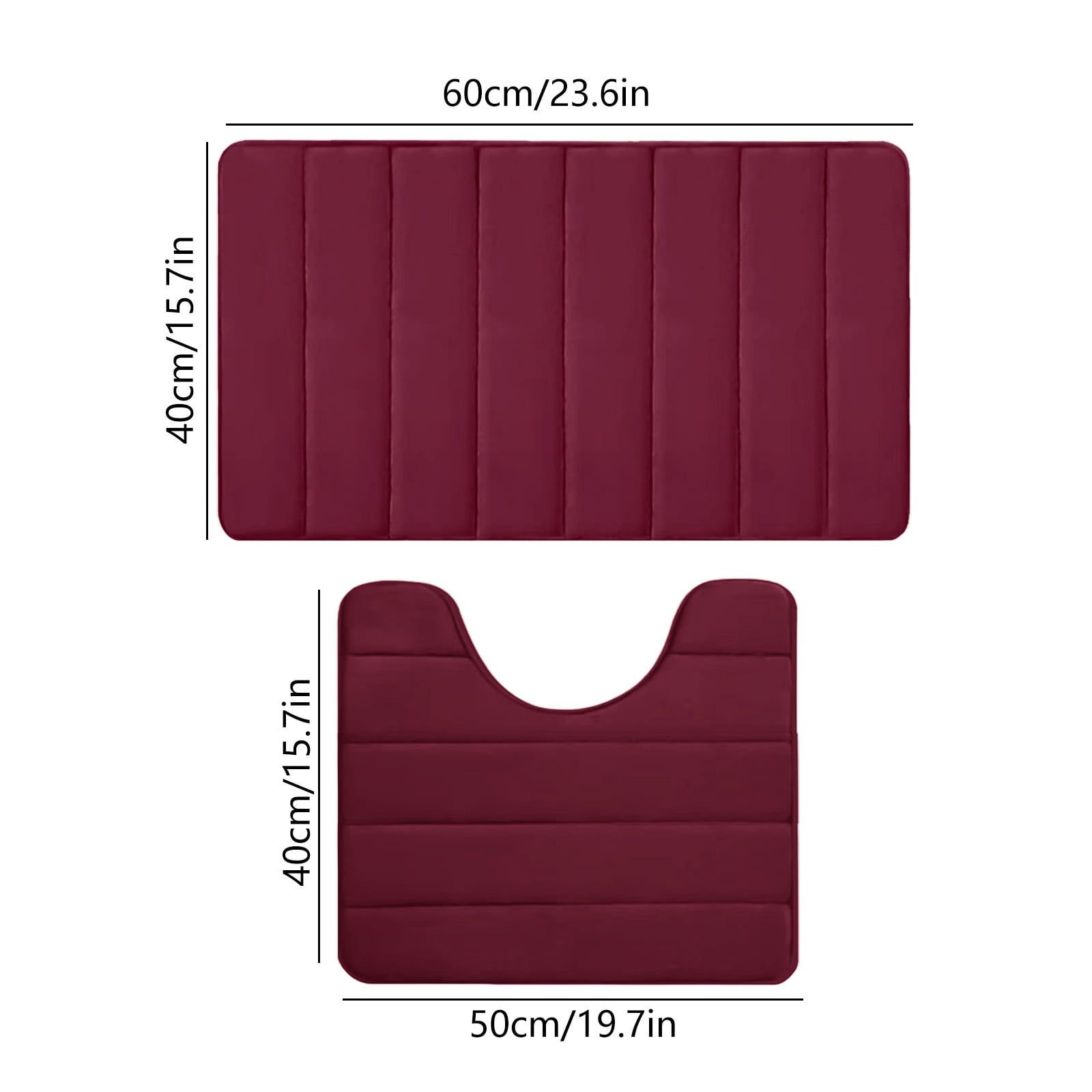 PALIFEUR Memory Foam Toilet Rug, Non-Slip Bathroom Rugs, Toilet Rugs U Shaped Washable, Commode Contour Rug, Soft Comfortable Super Water Absorption #2_Red - Image 3