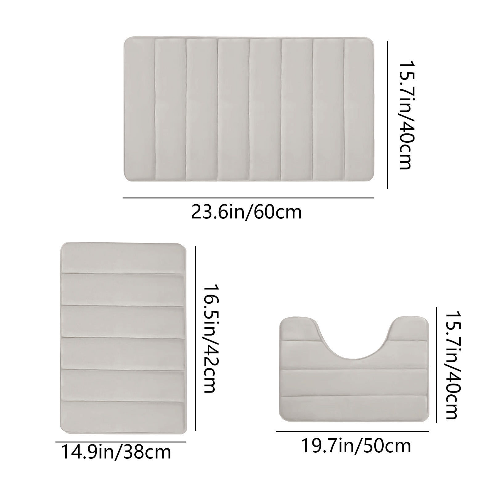 PALIFEUR Memory Foam Toilet Rug, Non-Slip Bathroom Rugs, Toilet Rugs U Shaped Washable, Commode Contour Rug, Soft Comfortable Super Water Absorption #3_Beige - Image 3