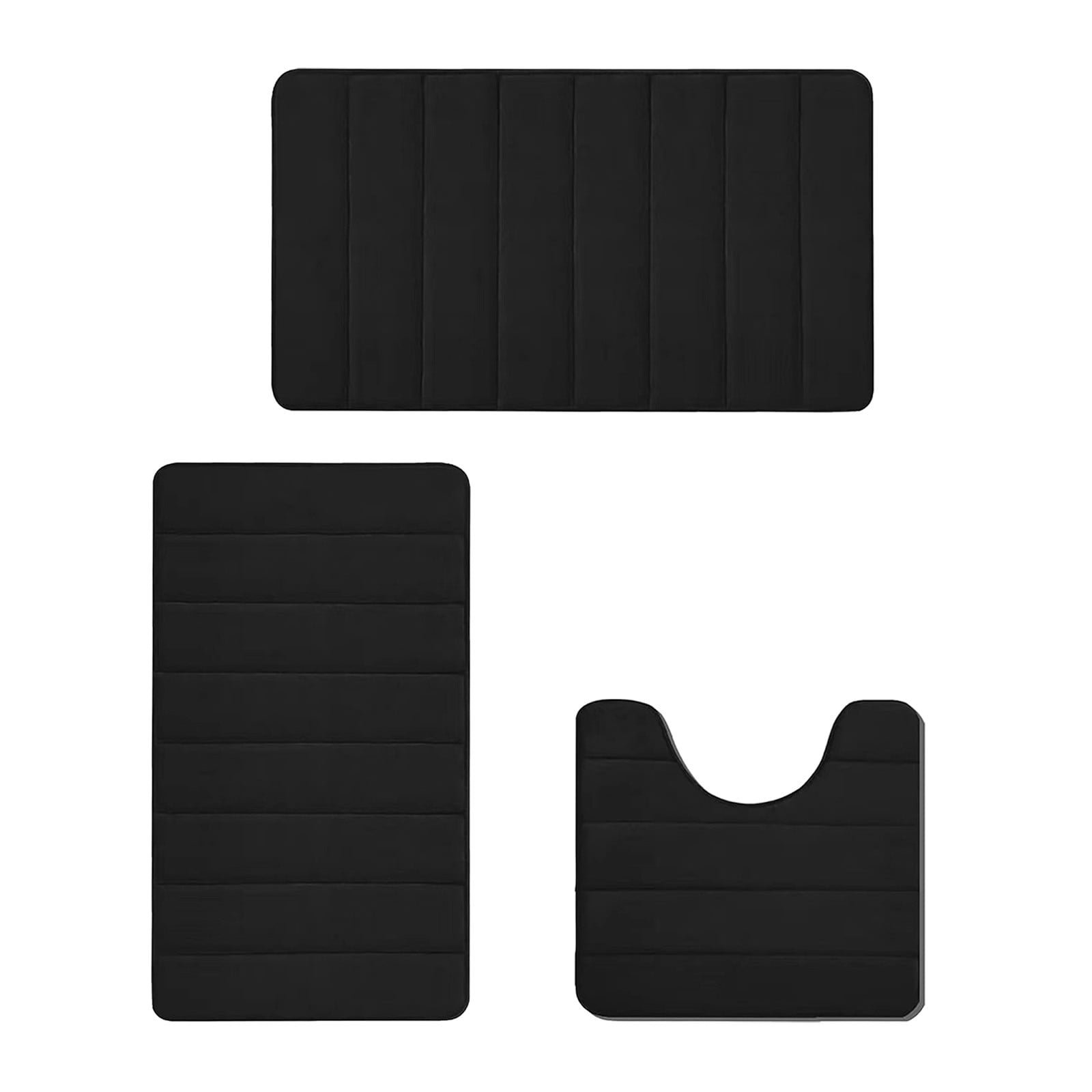 PALIFEUR Memory Foam Toilet Rug, Non-Slip Bathroom Rugs, Toilet Rugs U Shaped Washable, Commode Contour Rug, Soft Comfortable Super Water Absorption #3_Black - Image 2