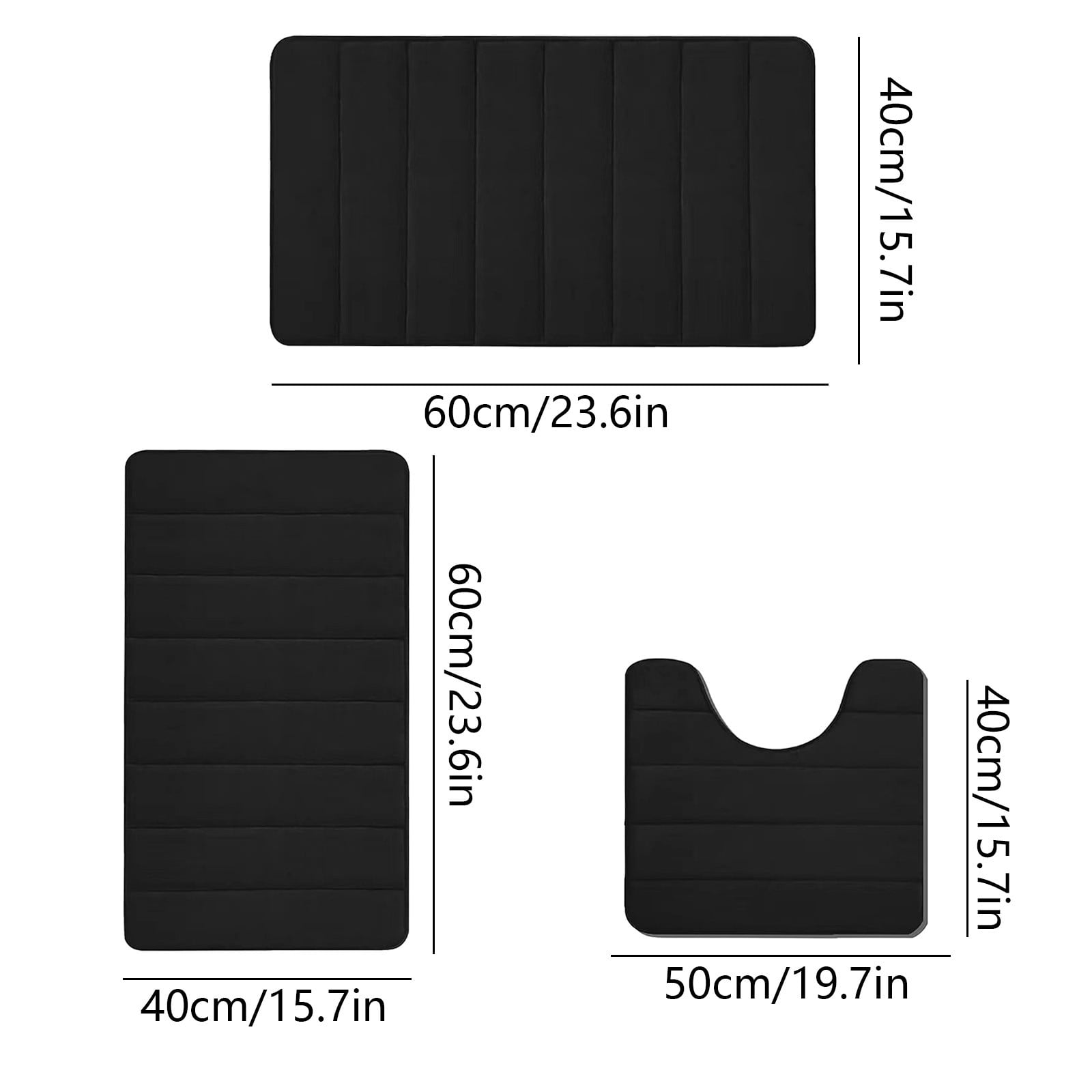 PALIFEUR Memory Foam Toilet Rug, Non-Slip Bathroom Rugs, Toilet Rugs U Shaped Washable, Commode Contour Rug, Soft Comfortable Super Water Absorption #3_Black - Image 3