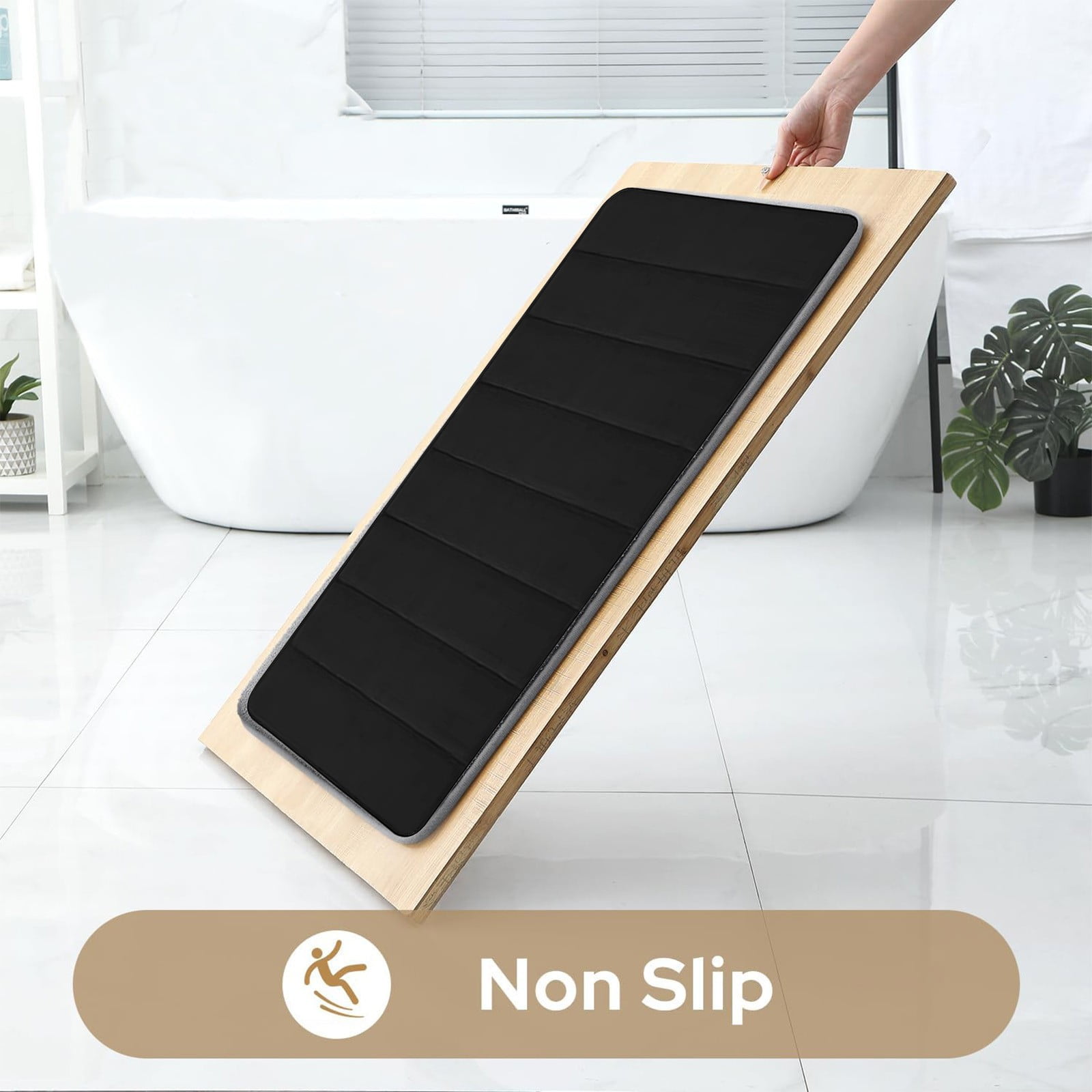 PALIFEUR Memory Foam Toilet Rug, Non-Slip Bathroom Rugs, Toilet Rugs U Shaped Washable, Commode Contour Rug, Soft Comfortable Super Water Absorption #3_Black - Image 6