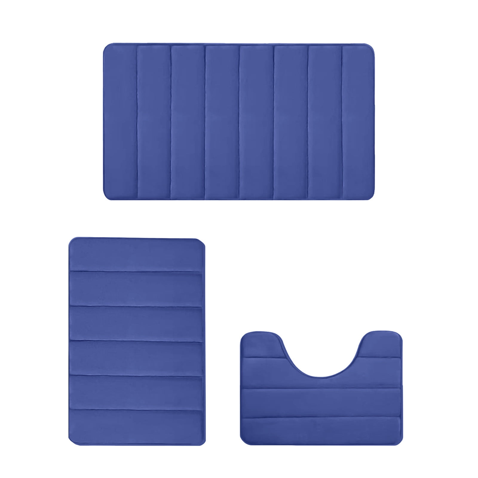 PALIFEUR Memory Foam Toilet Rug, Non-Slip Bathroom Rugs, Toilet Rugs U Shaped Washable, Commode Contour Rug, Soft Comfortable Super Water Absorption #3_Blue - Image 2