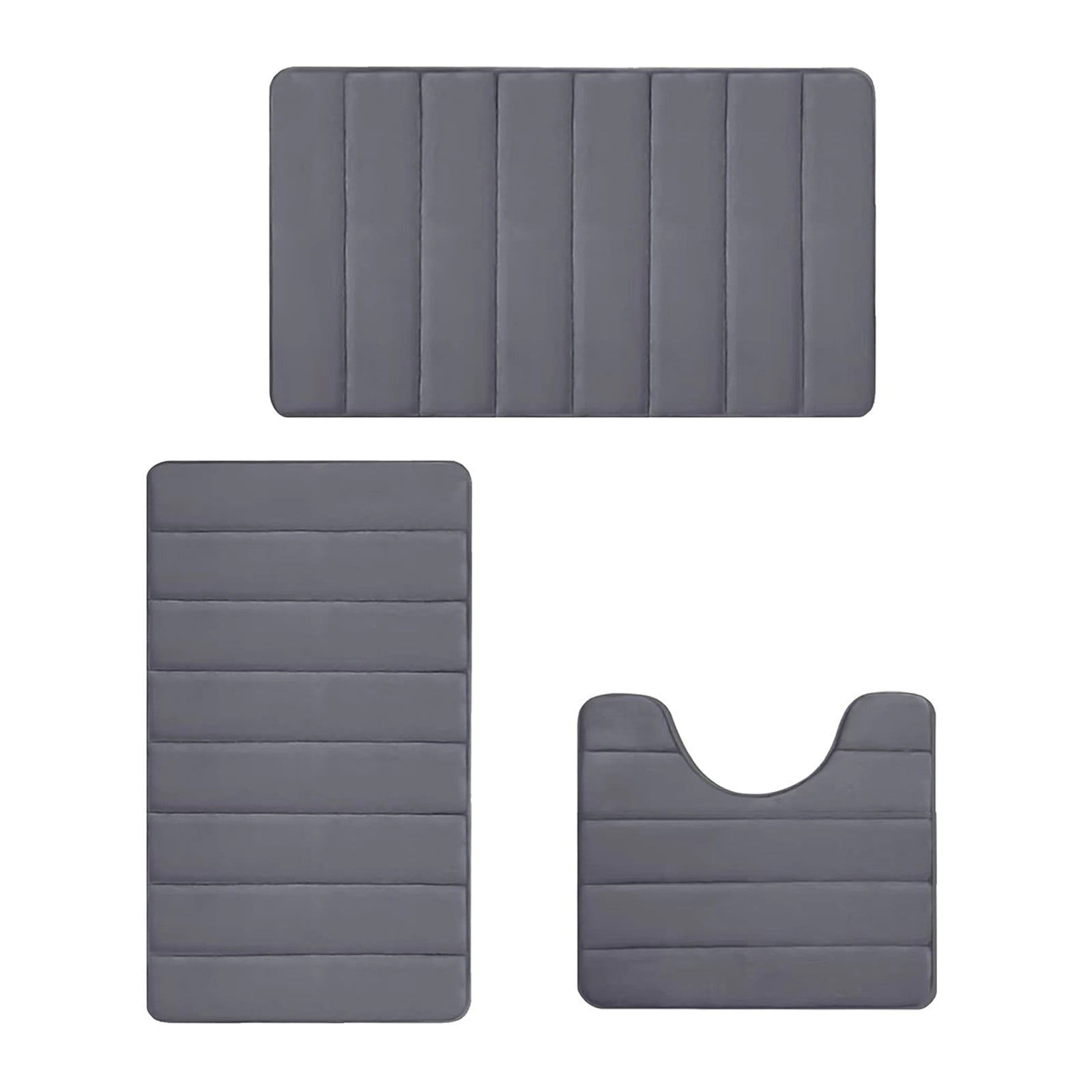 PALIFEUR Memory Foam Toilet Rug, Non-Slip Bathroom Rugs, Toilet Rugs U Shaped Washable, Commode Contour Rug, Soft Comfortable Super Water Absorption #3_Dark Gray - Image 2