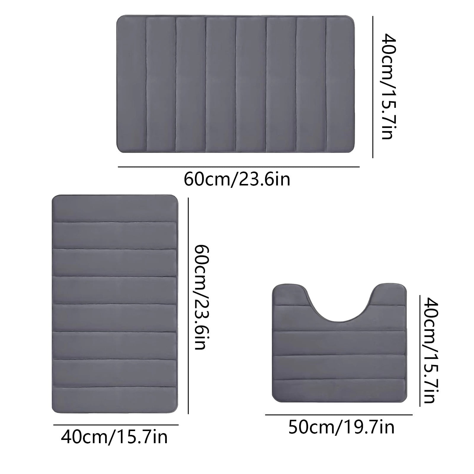 PALIFEUR Memory Foam Toilet Rug, Non-Slip Bathroom Rugs, Toilet Rugs U Shaped Washable, Commode Contour Rug, Soft Comfortable Super Water Absorption #3_Dark Gray - Image 3