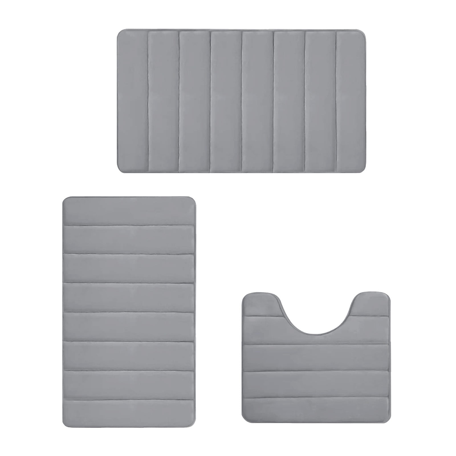 PALIFEUR Memory Foam Toilet Rug, Non-Slip Bathroom Rugs, Toilet Rugs U Shaped Washable, Commode Contour Rug, Soft Comfortable Super Water Absorption #3_Gray - Image 2