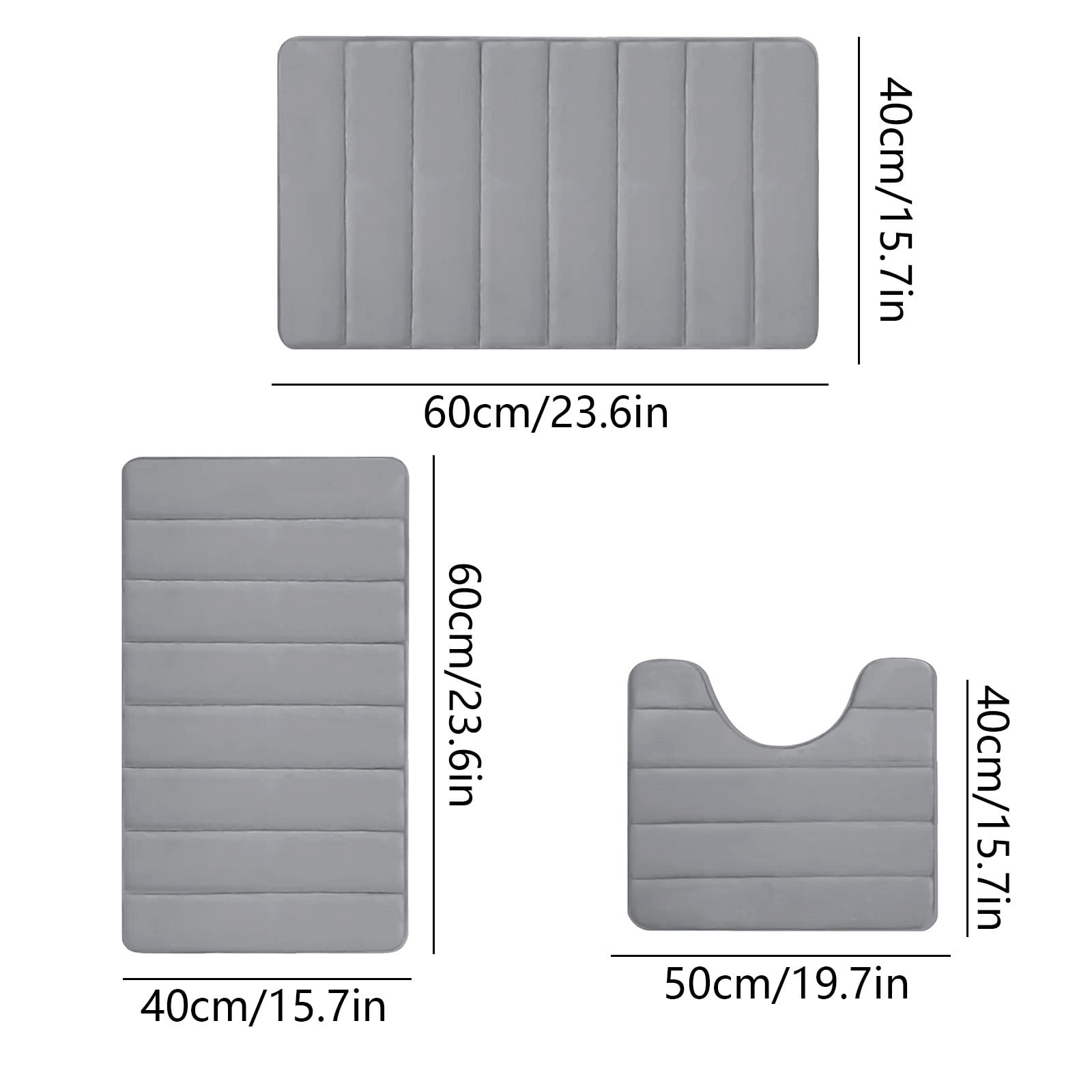 PALIFEUR Memory Foam Toilet Rug, Non-Slip Bathroom Rugs, Toilet Rugs U Shaped Washable, Commode Contour Rug, Soft Comfortable Super Water Absorption #3_Gray - Image 3