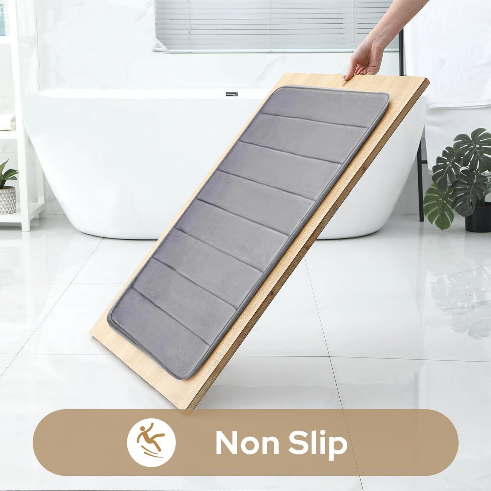 PALIFEUR Memory Foam Toilet Rug, Non-Slip Bathroom Rugs, Toilet Rugs U Shaped Washable, Commode Contour Rug, Soft Comfortable Super Water Absorption #3_Gray - Image 6