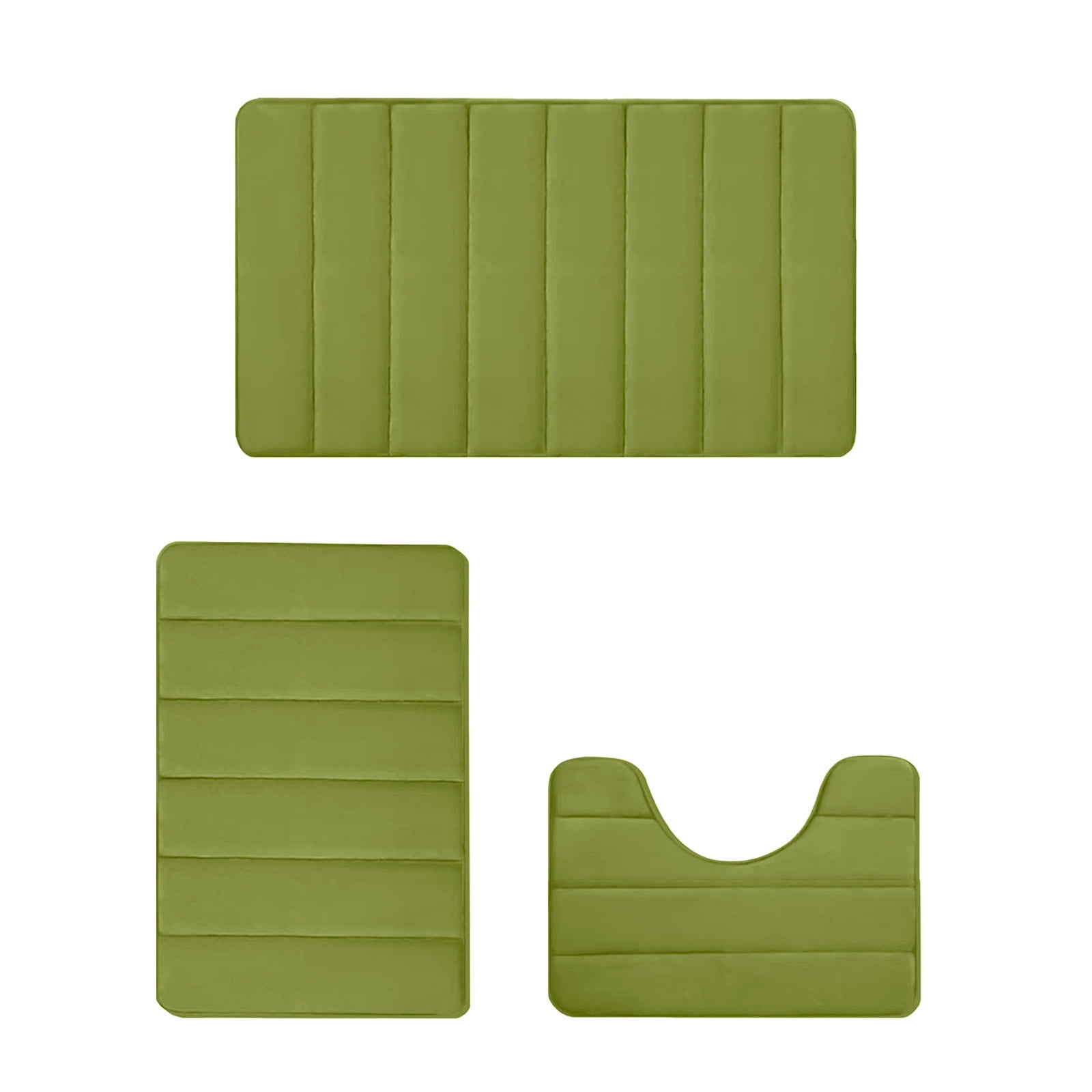 PALIFEUR Memory Foam Toilet Rug, Non-Slip Bathroom Rugs, Toilet Rugs U Shaped Washable, Commode Contour Rug, Soft Comfortable Super Water Absorption #3_Green - Image 2