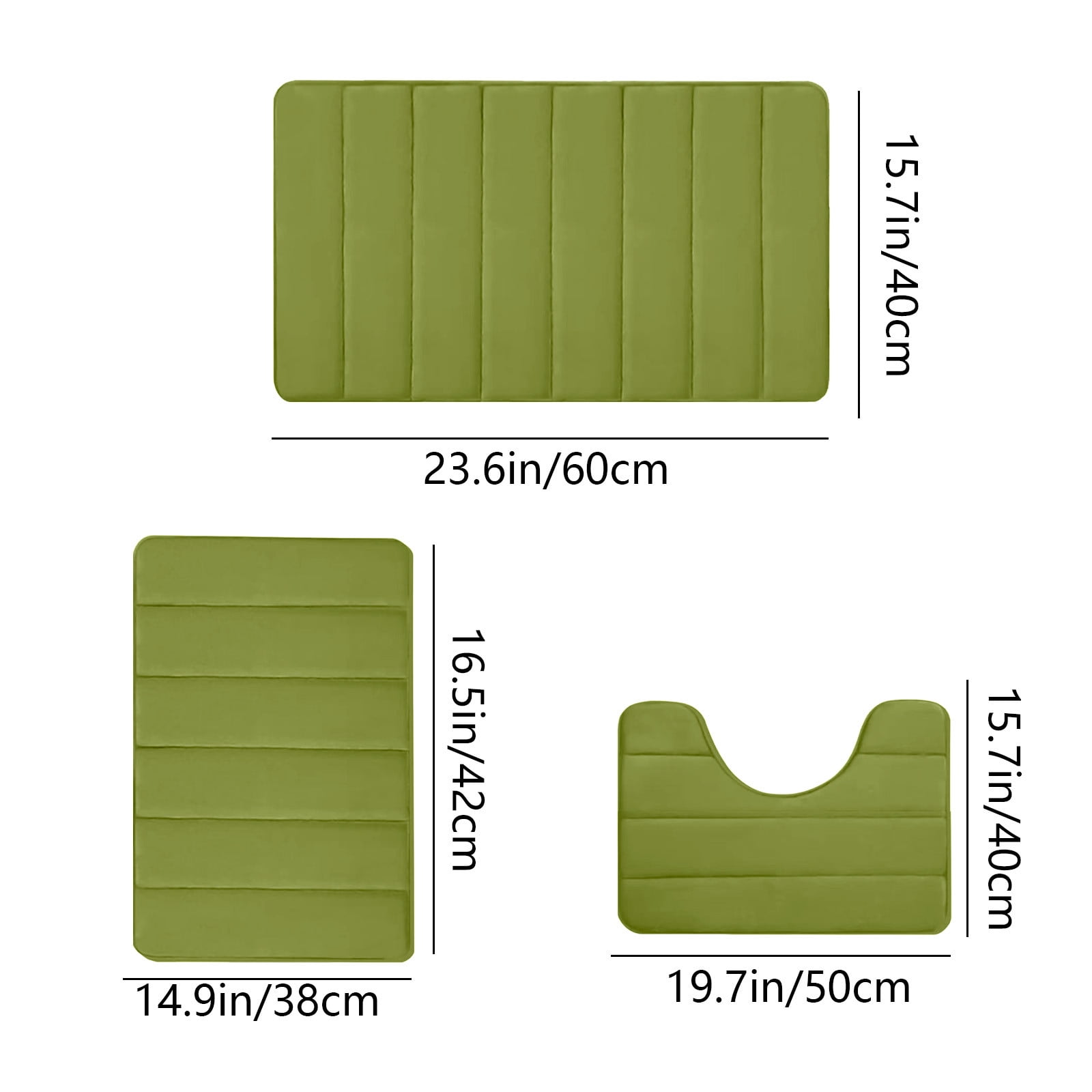 PALIFEUR Memory Foam Toilet Rug, Non-Slip Bathroom Rugs, Toilet Rugs U Shaped Washable, Commode Contour Rug, Soft Comfortable Super Water Absorption #3_Green - Image 3