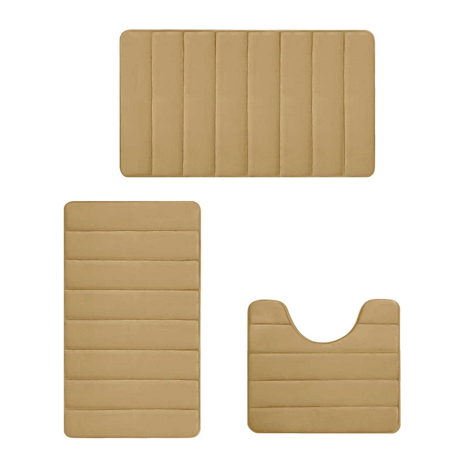PALIFEUR Memory Foam Toilet Rug, Non-Slip Bathroom Rugs, Toilet Rugs U Shaped Washable, Commode Contour Rug, Soft Comfortable Super Water Absorption #3_Khaki - Image 2