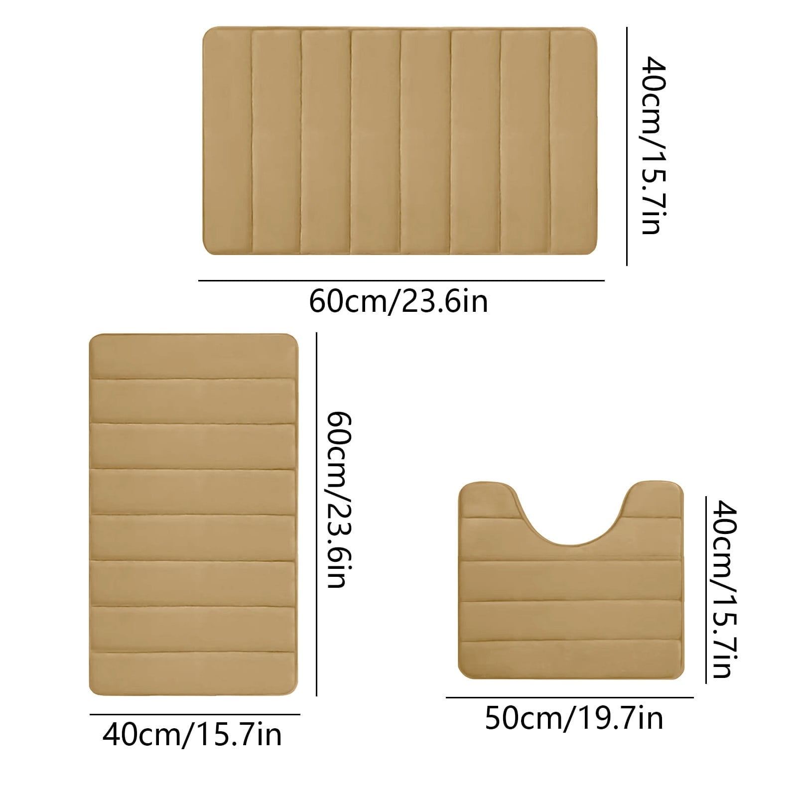PALIFEUR Memory Foam Toilet Rug, Non-Slip Bathroom Rugs, Toilet Rugs U Shaped Washable, Commode Contour Rug, Soft Comfortable Super Water Absorption #3_Khaki - Image 3