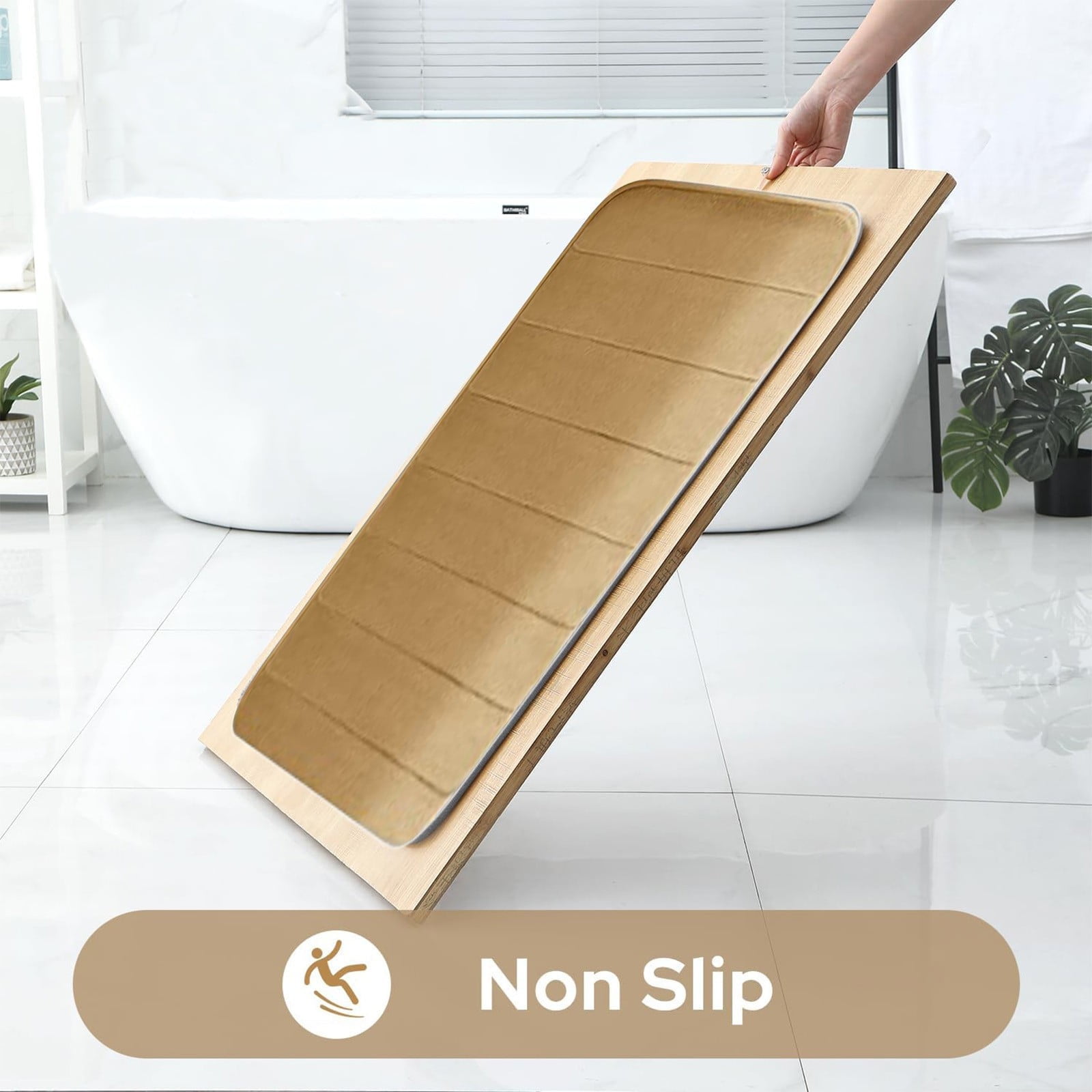 PALIFEUR Memory Foam Toilet Rug, Non-Slip Bathroom Rugs, Toilet Rugs U Shaped Washable, Commode Contour Rug, Soft Comfortable Super Water Absorption #3_Khaki - Image 6